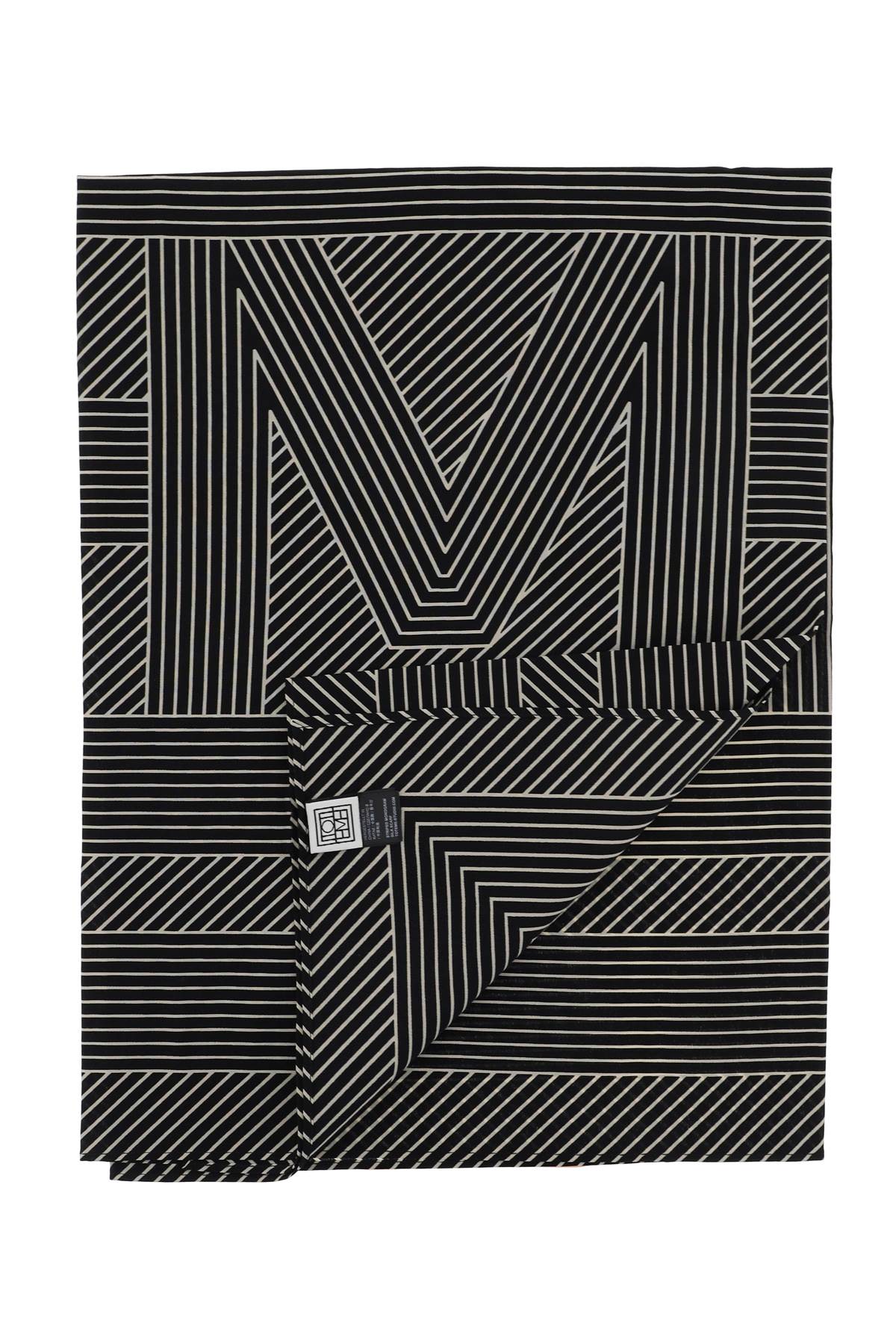 Shop Totême Silk Monogram Striped Scar In Black
