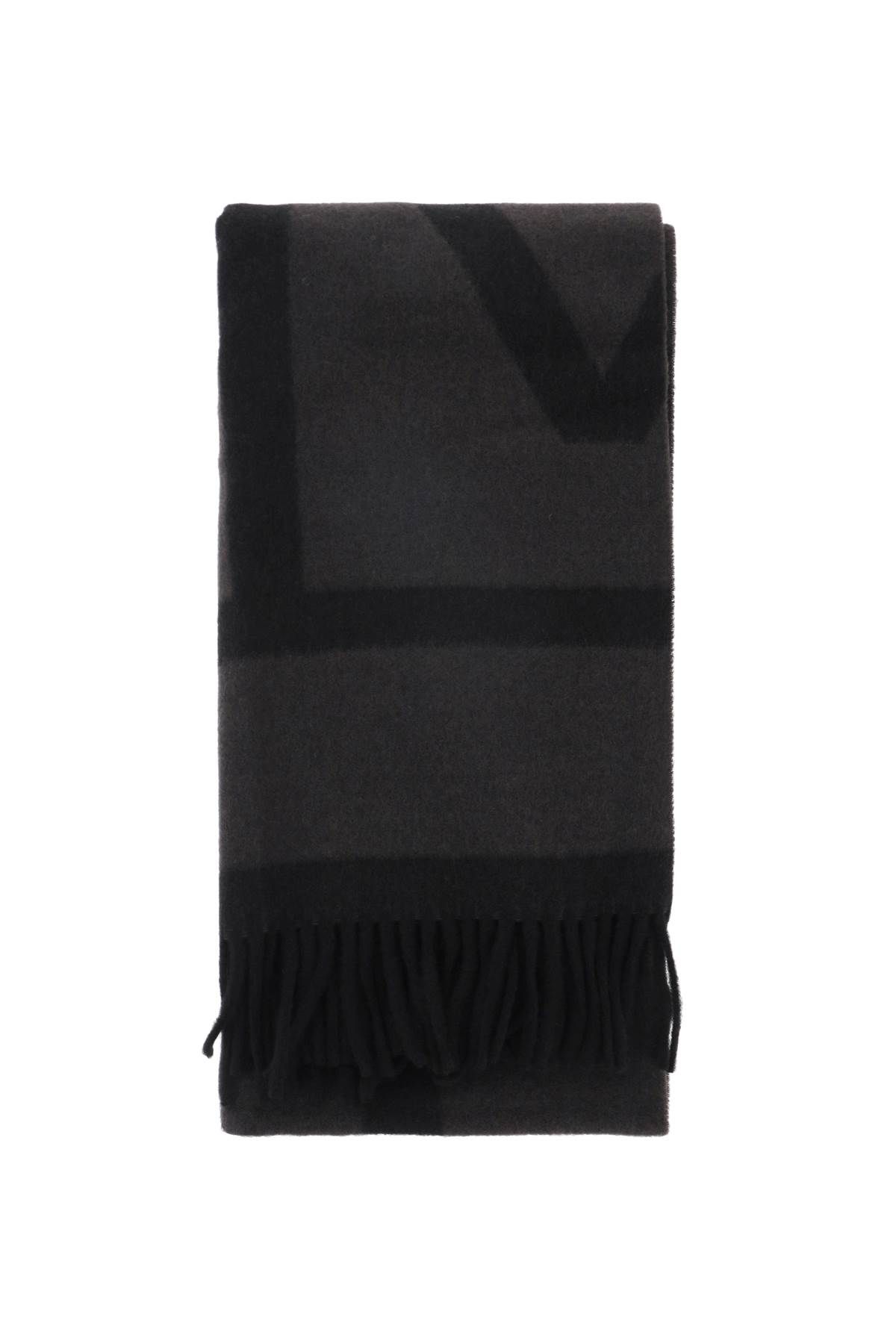 Shop Totême Wool Jacquard Monogram Scarf In Grey