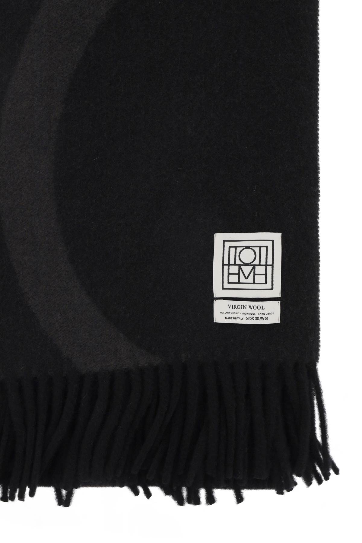 Shop Totême Wool Jacquard Monogram Scarf In Grey