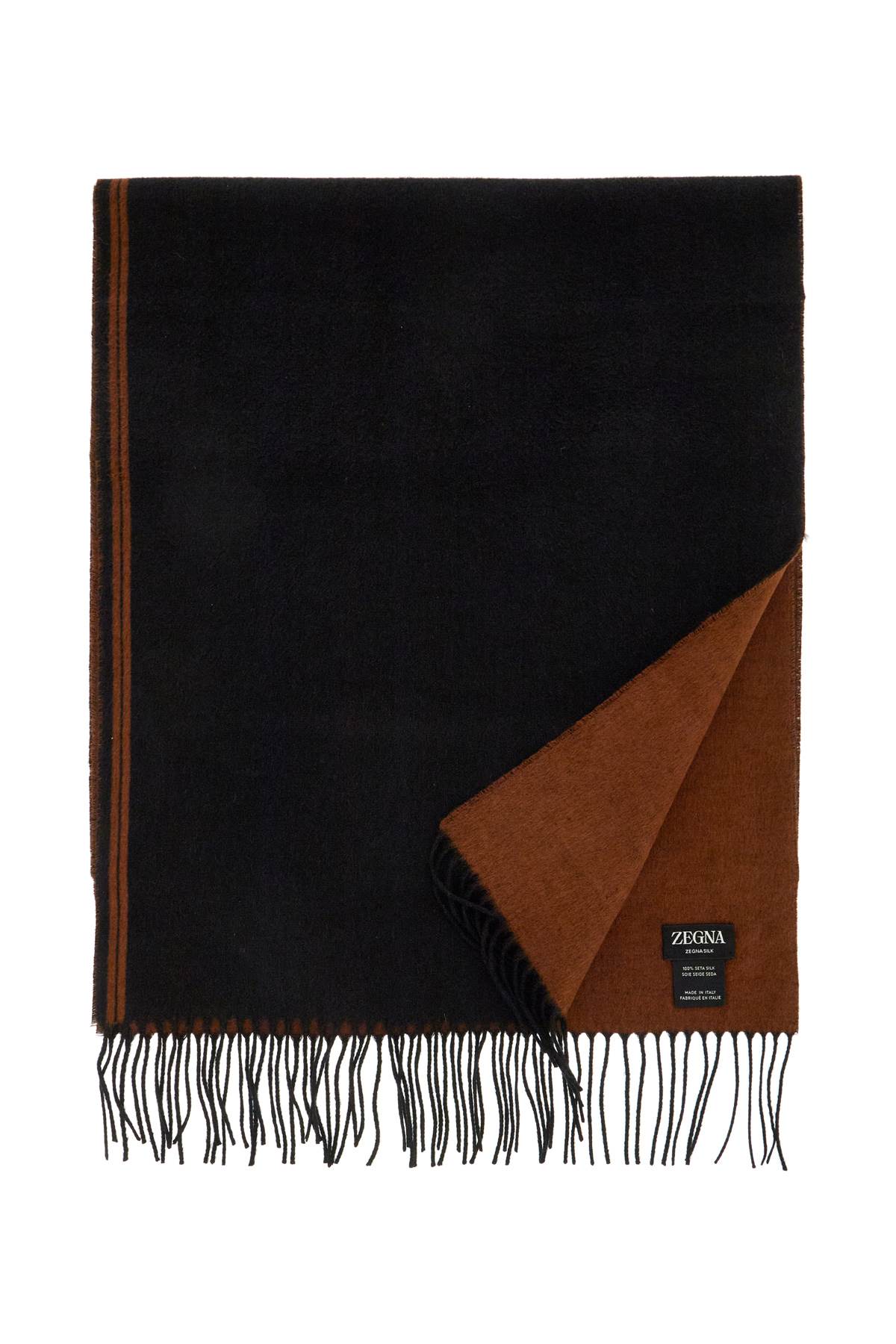 Shop Zegna Silk Scarf In Six In Black