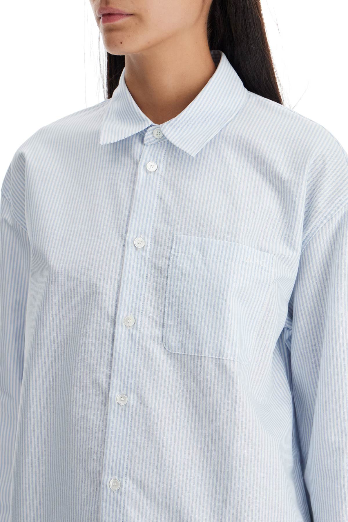 Shop Apc Striped Boyfriend Shirt In White