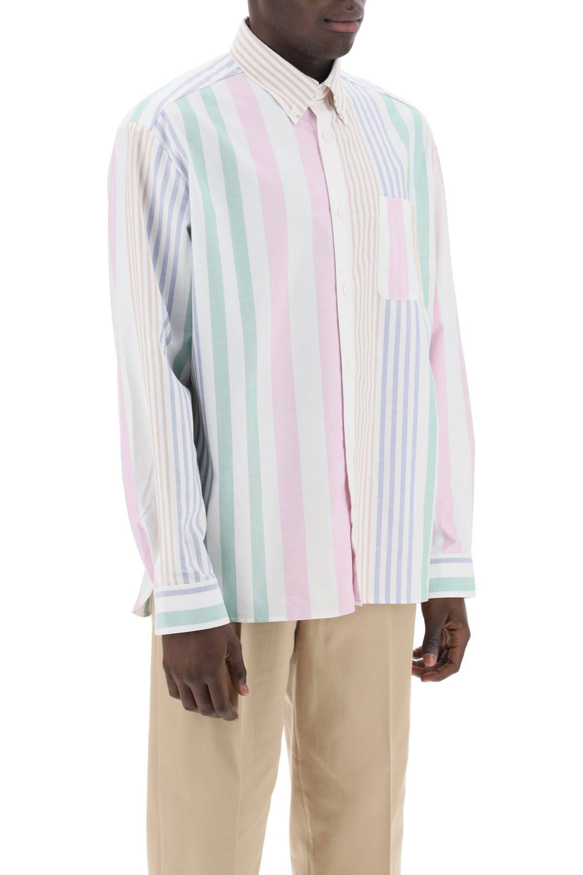Shop Apc Mateo Striped Oxford Shirt In Multicolor
