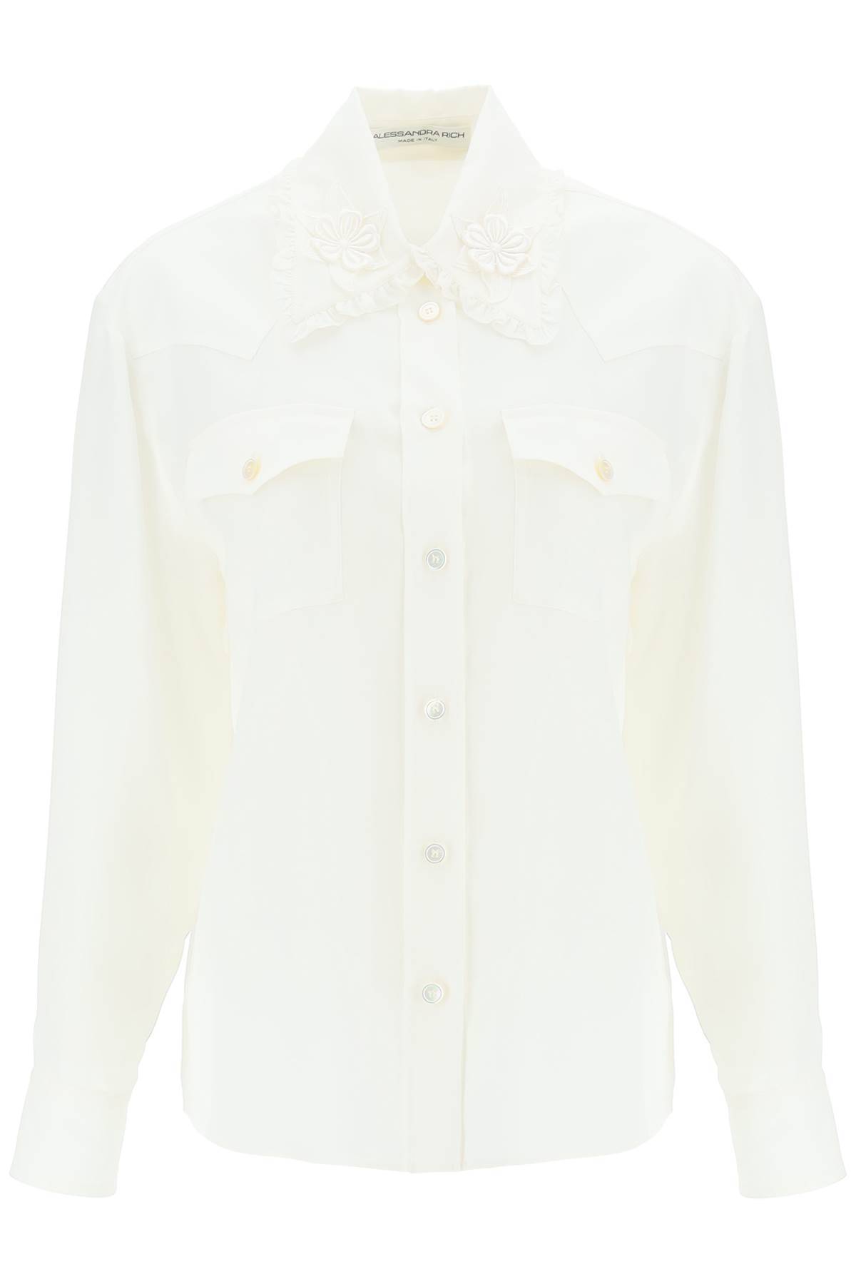 Shop Alessandra Rich Silk Shirt In White