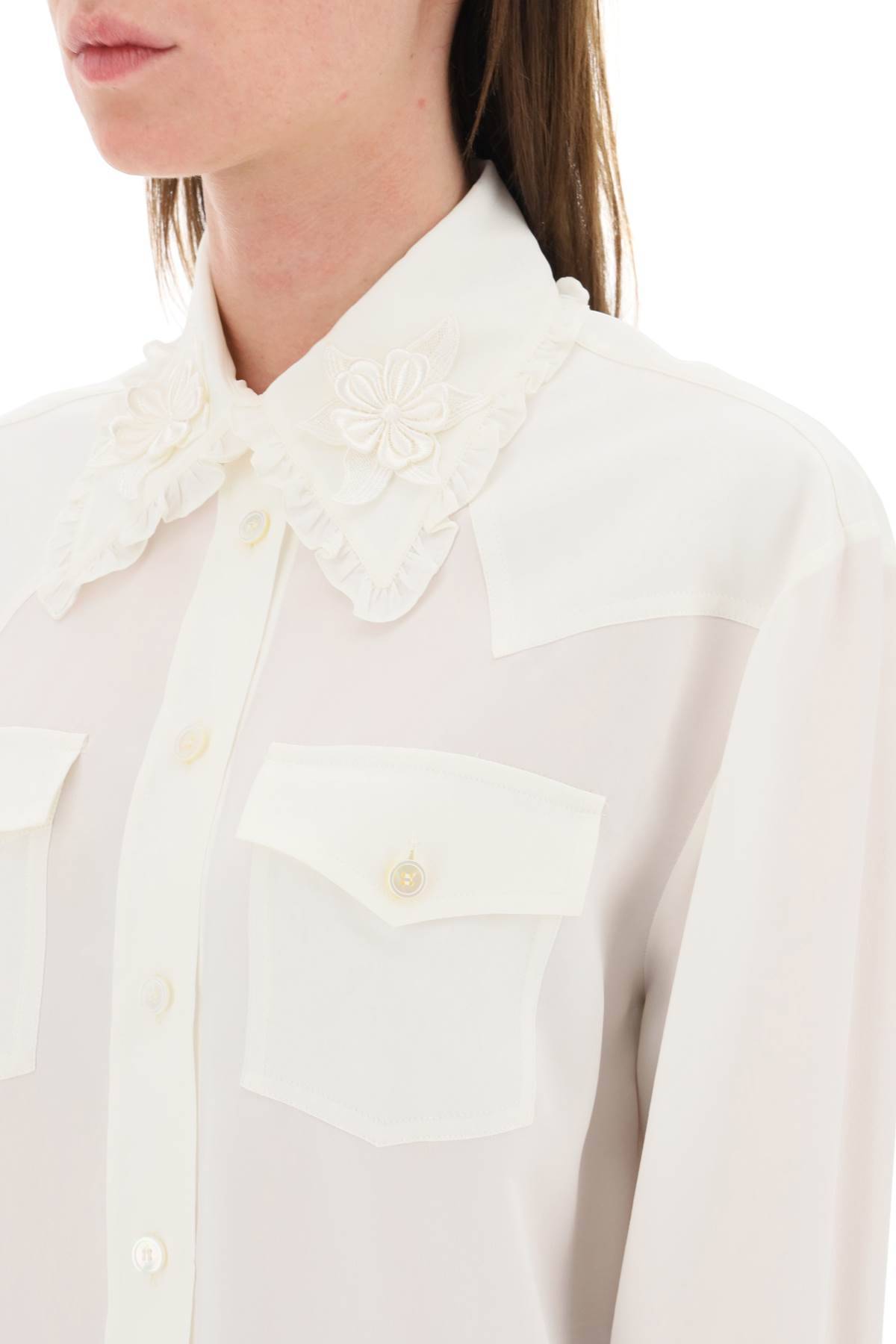 Shop Alessandra Rich Silk Shirt In White