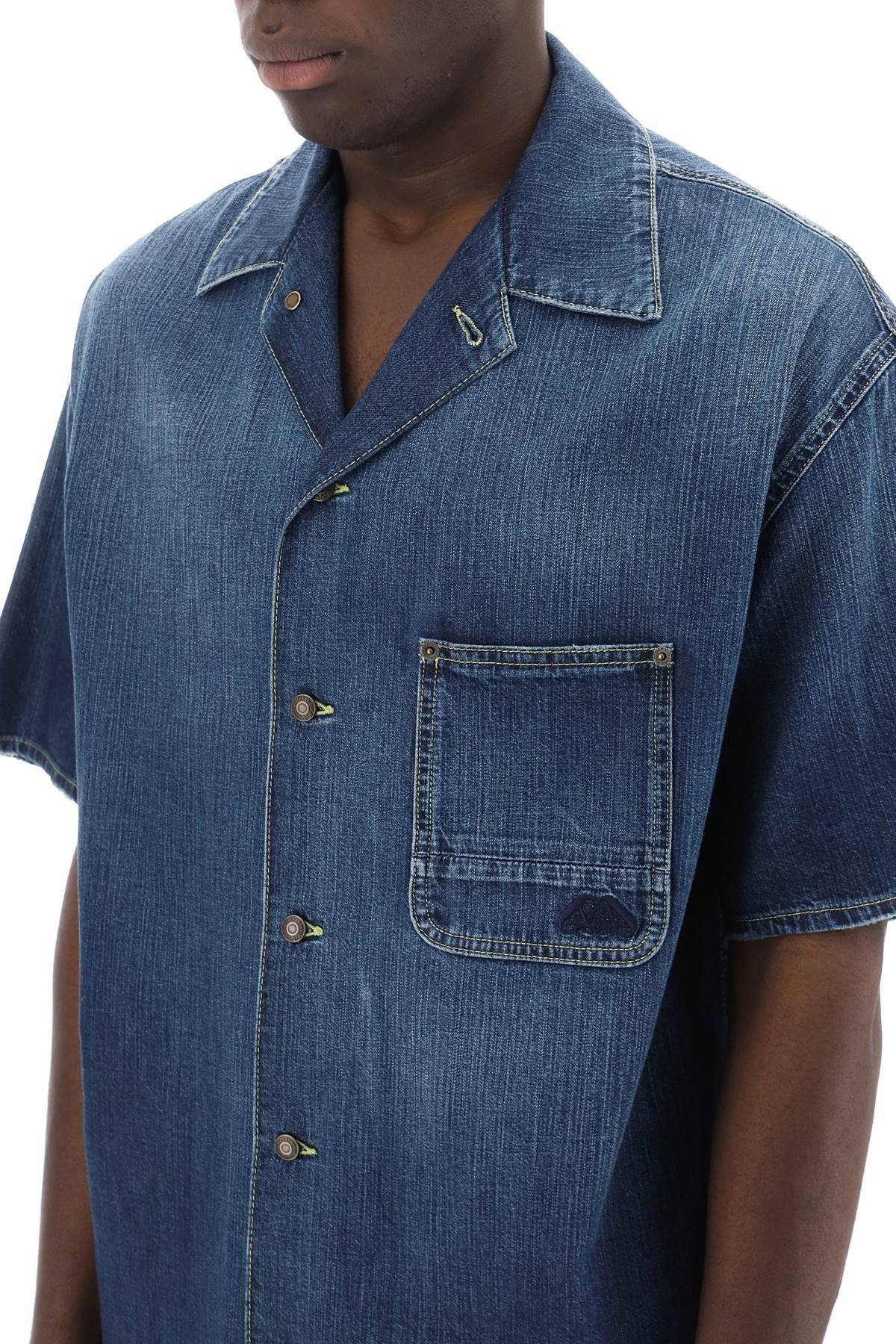 Shop Alexander Mcqueen Organic Denim Short Sleeve Shirt In Blue