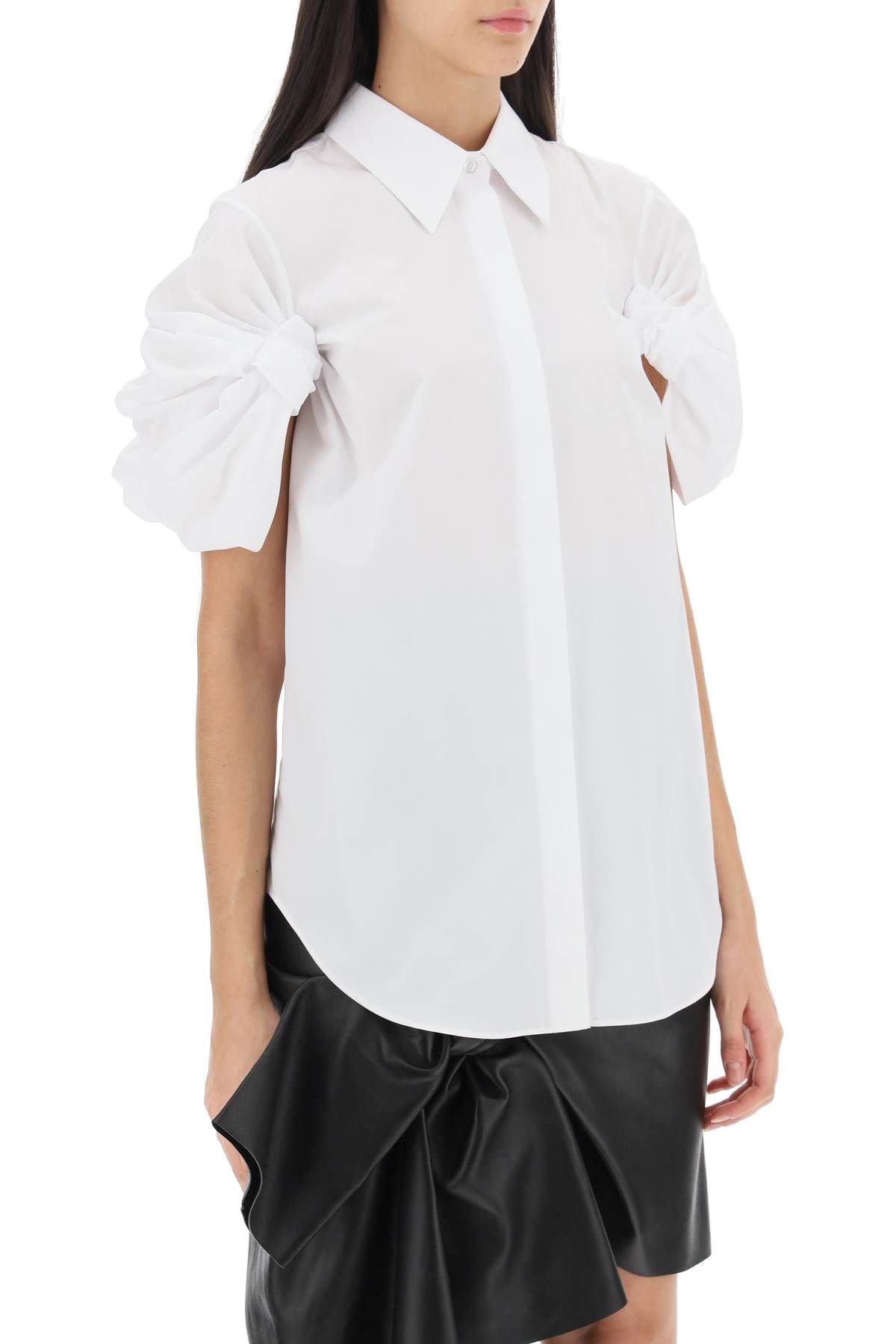 Shop Alexander Mcqueen Shirt With Knotted Short Sleeves In White