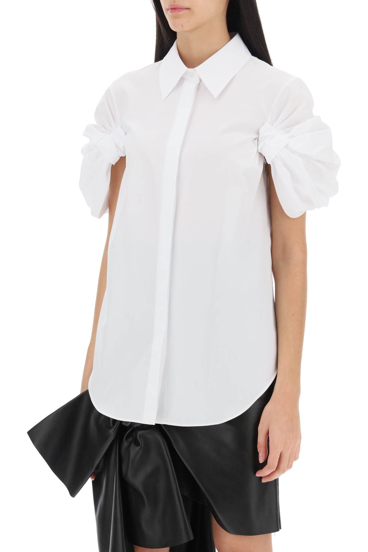 Shop Alexander Mcqueen Shirt With Knotted Short Sleeves In White