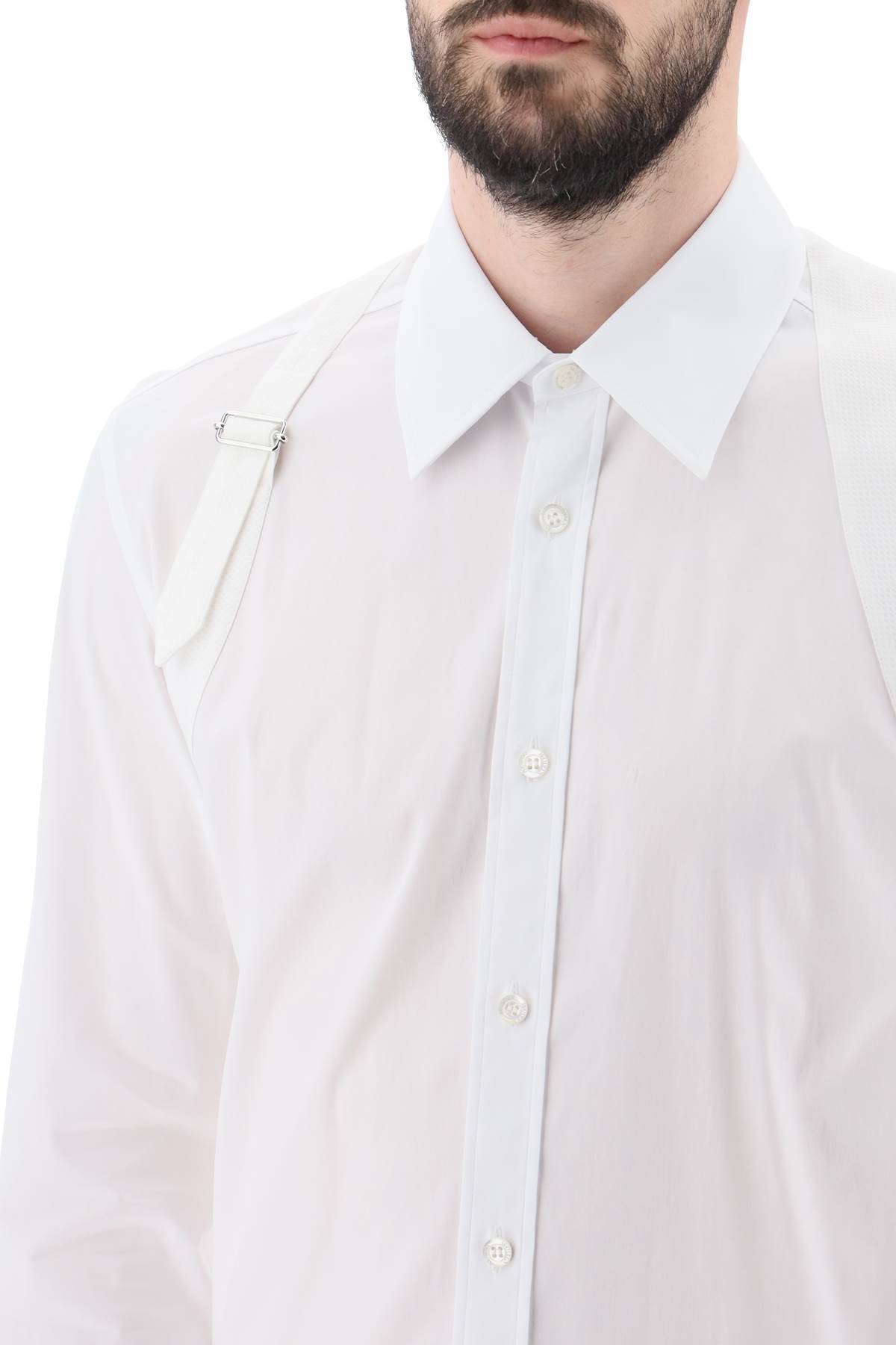 Shop Alexander Mcqueen Harness Shirt In Stretch Cotton In White