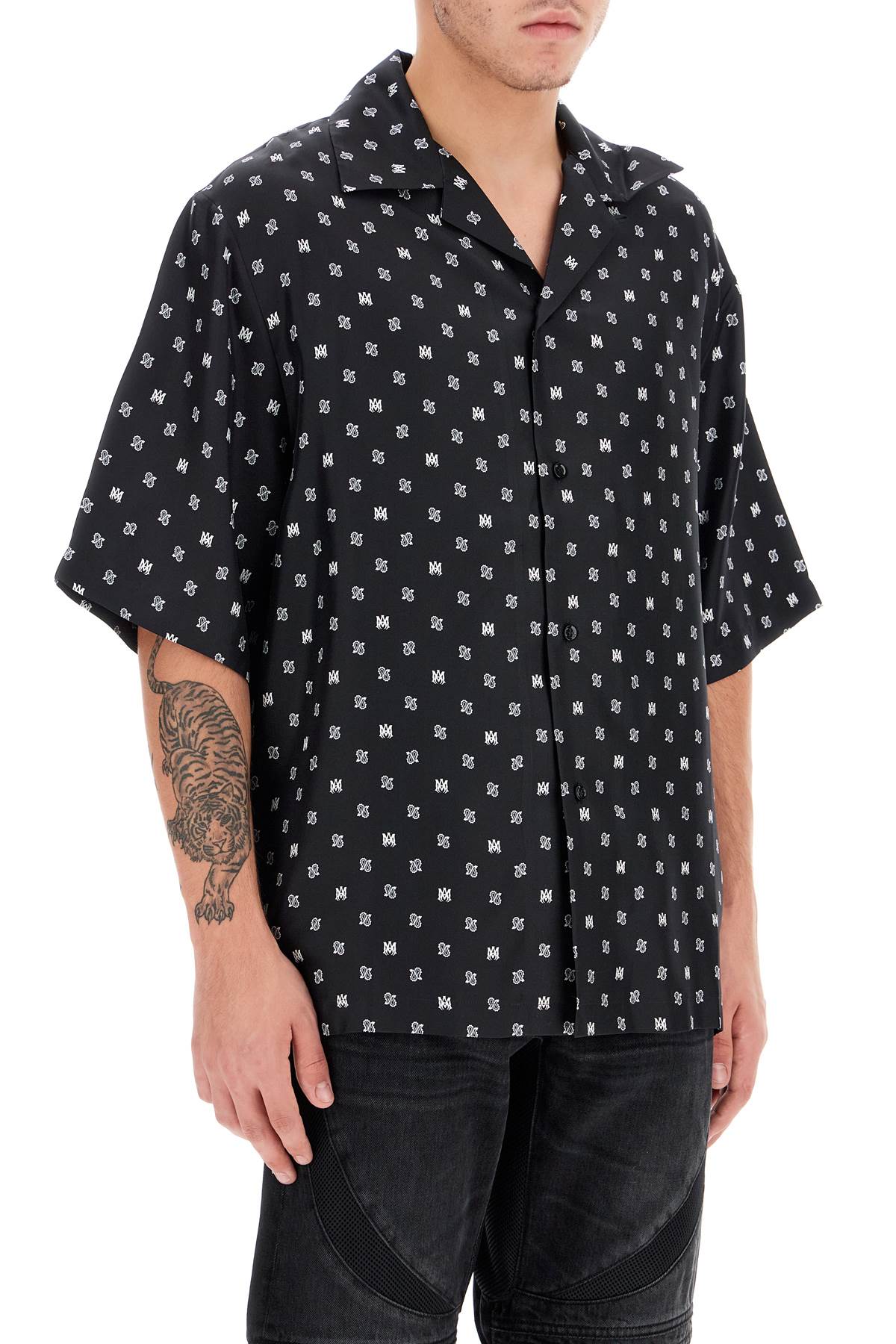 Shop Amiri Bowling Shirt With Pa Pais In Black