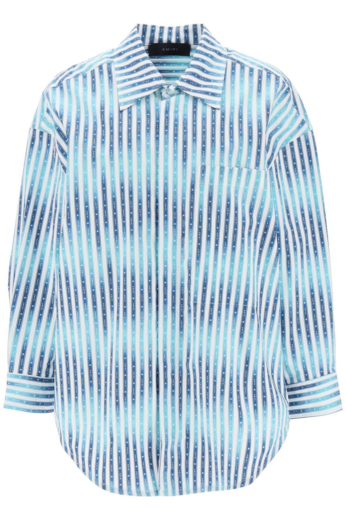 Shop Amiri Oversized Striped Shirt In White,blue,light Blue