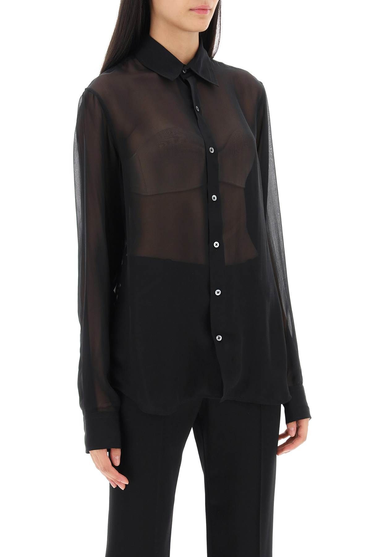 Shop Ann Demeulemeester Edwine Silk Shirt In Black