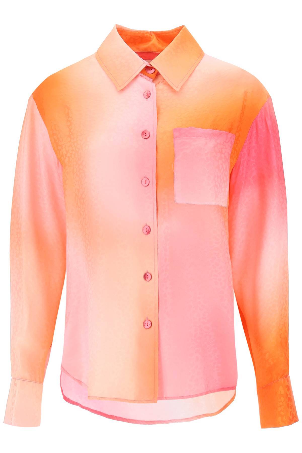 Shop Art Dealer Charlie Shirt In Jacquard Silk In Orange,pink