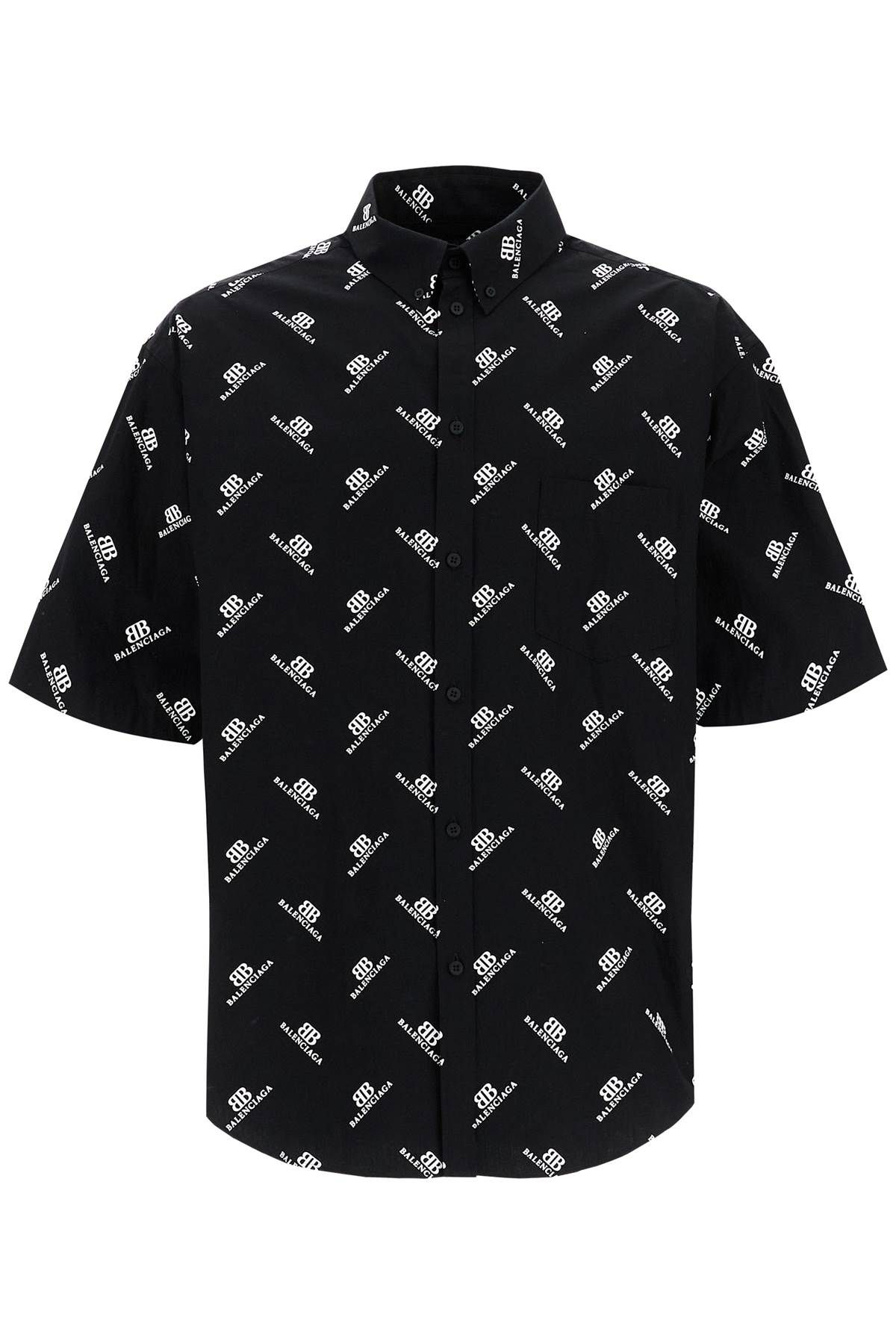 Shop Balenciaga Boxy Short-sleeved Bb Shirt In Black