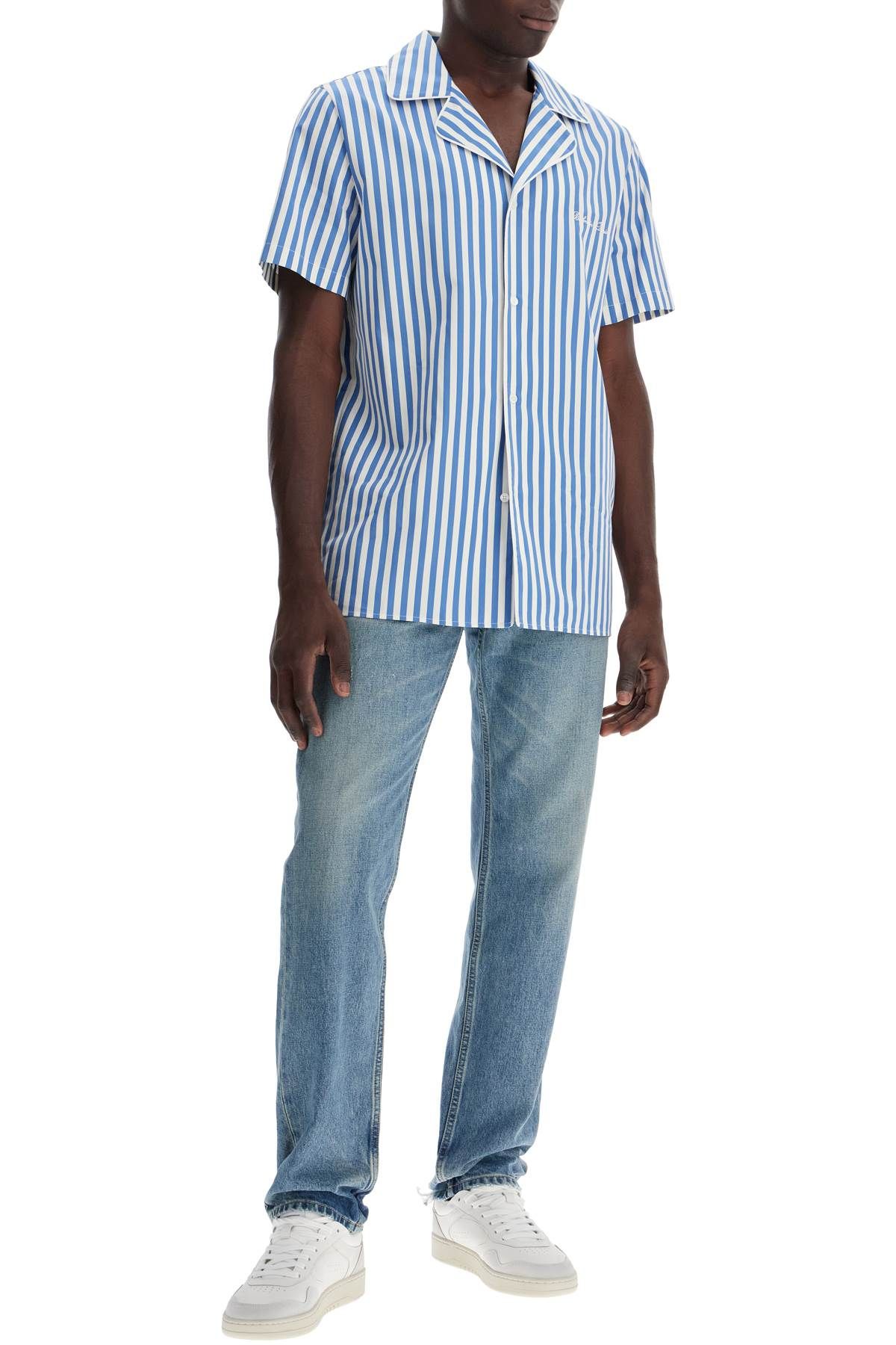 Shop Balmain Striped Pajama Shirt For In White