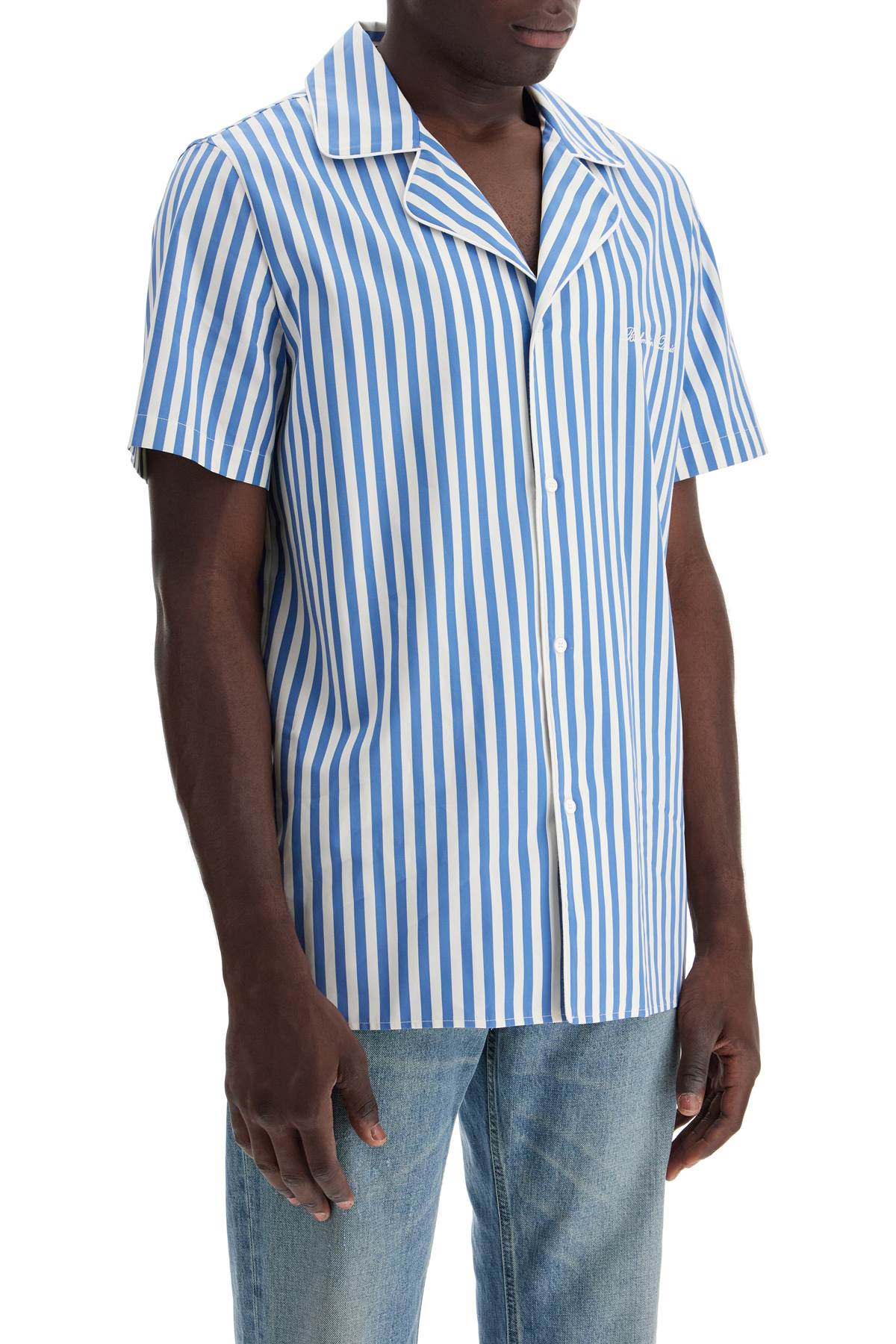 Shop Balmain Striped Pajama Shirt For In White