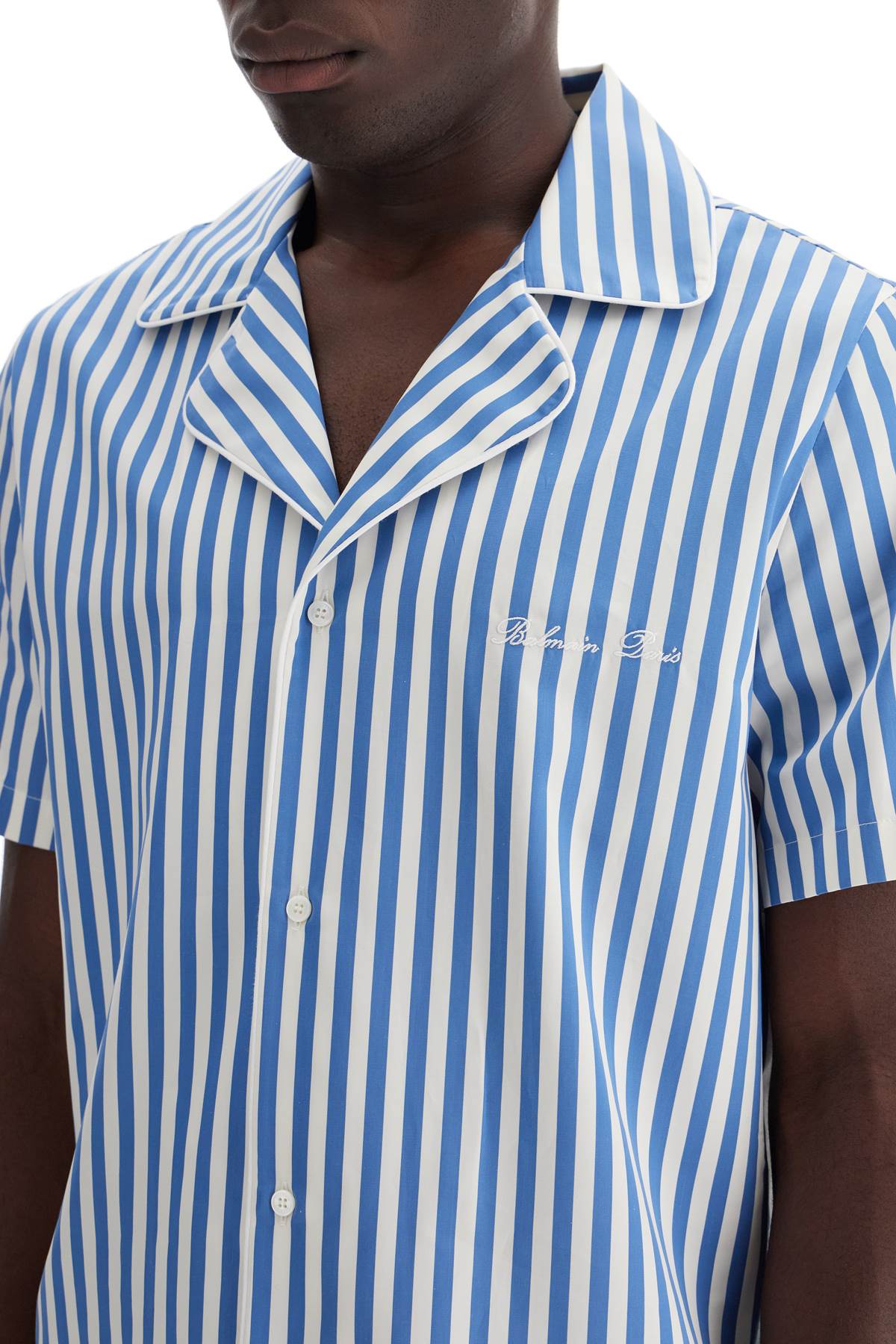 Shop Balmain Striped Pajama Shirt For In White