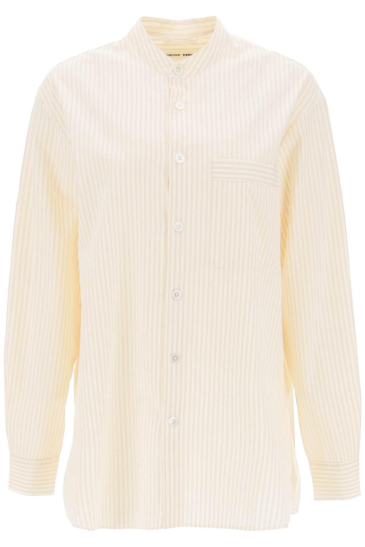 Shop Birkenstock X Tekla Organic Poplin Pajama Shirt In White
