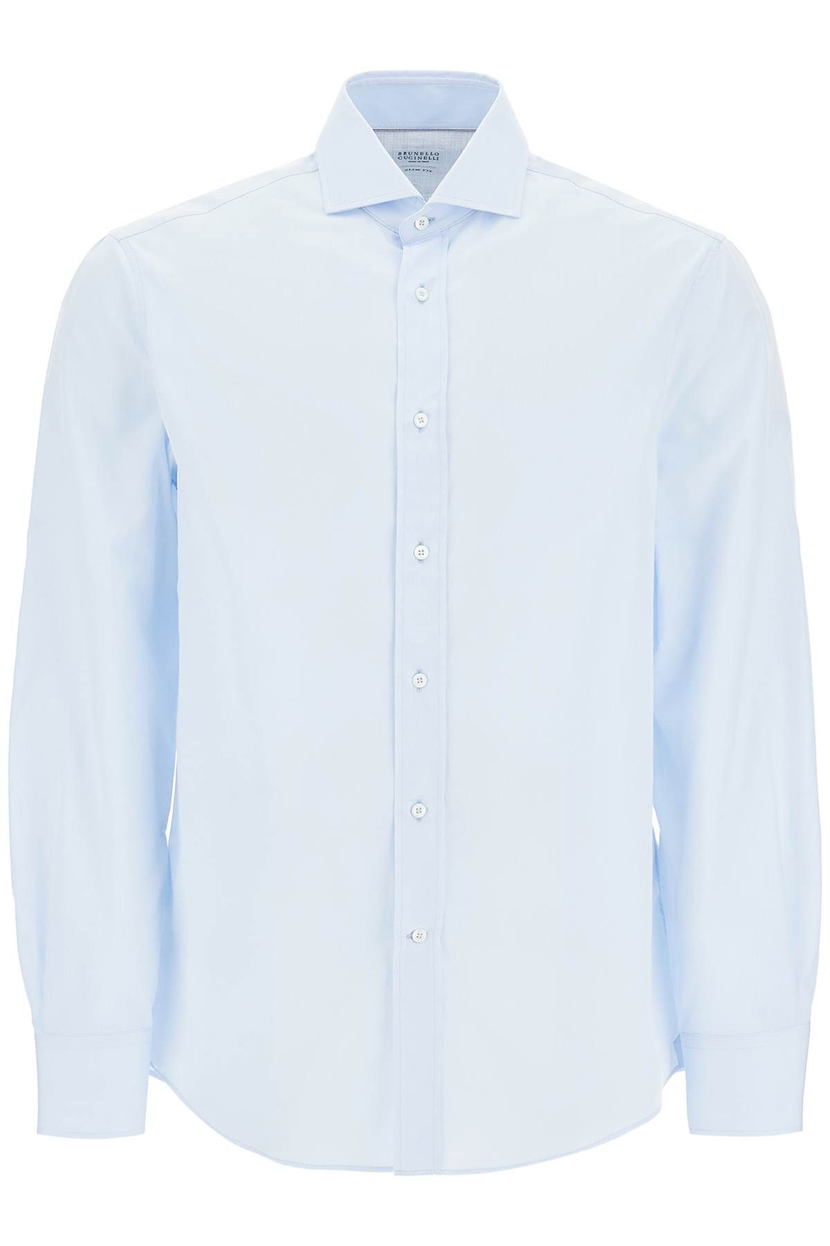 Shop Brunello Cucinelli Spread Collar Slim Fit Shirt In Light Blue