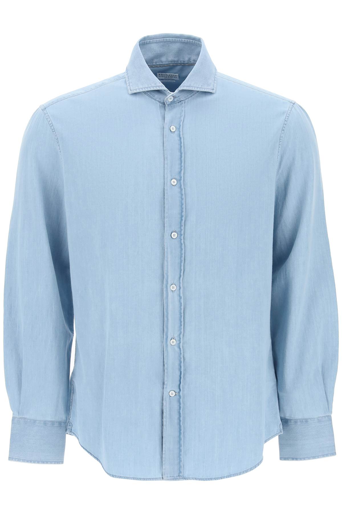 Shop Brunello Cucinelli Chambray Shirt In Light Blue