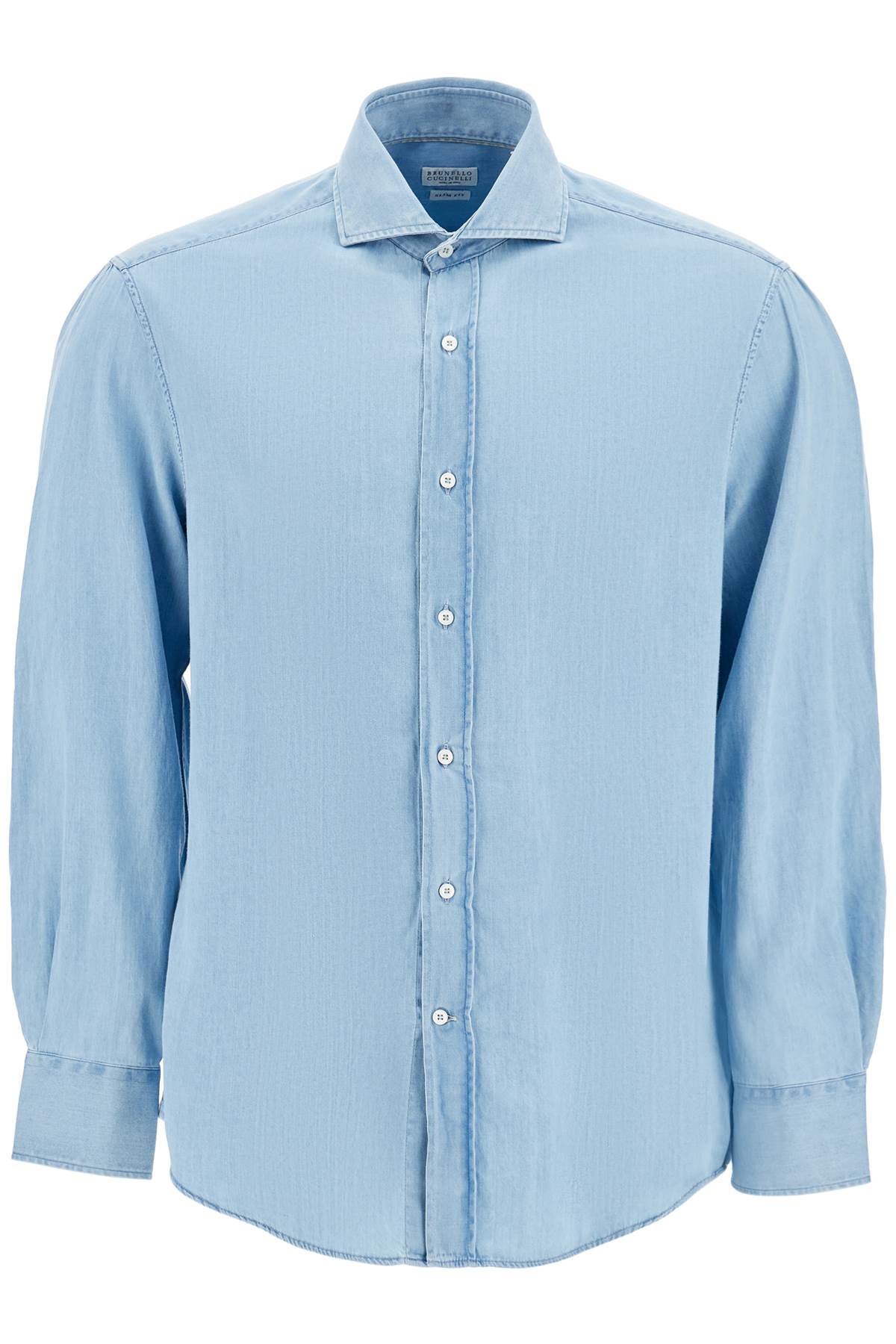 Shop Brunello Cucinelli Chambray Shirt In Light Blue