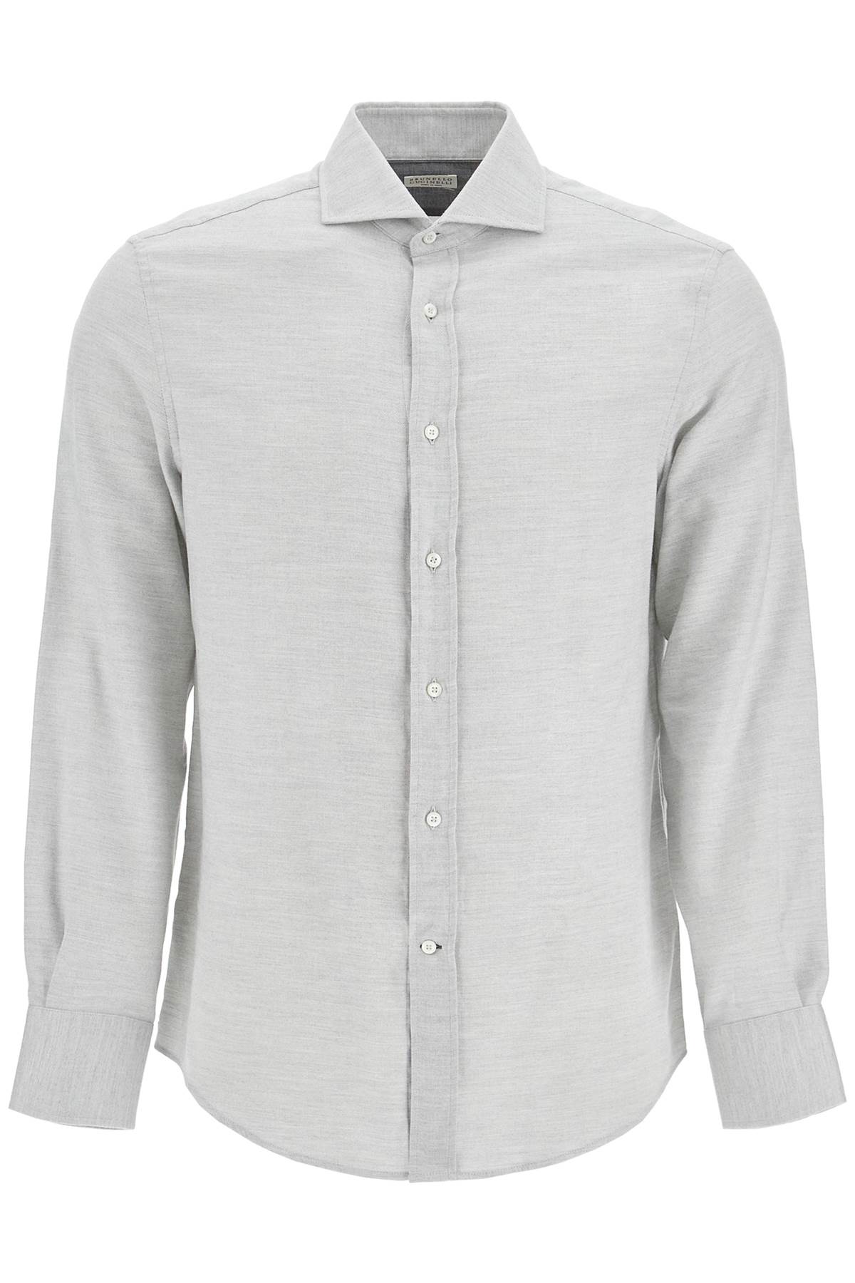 Shop Brunello Cucinelli Easy Fit Cotton-lyocell Shirt In Grey