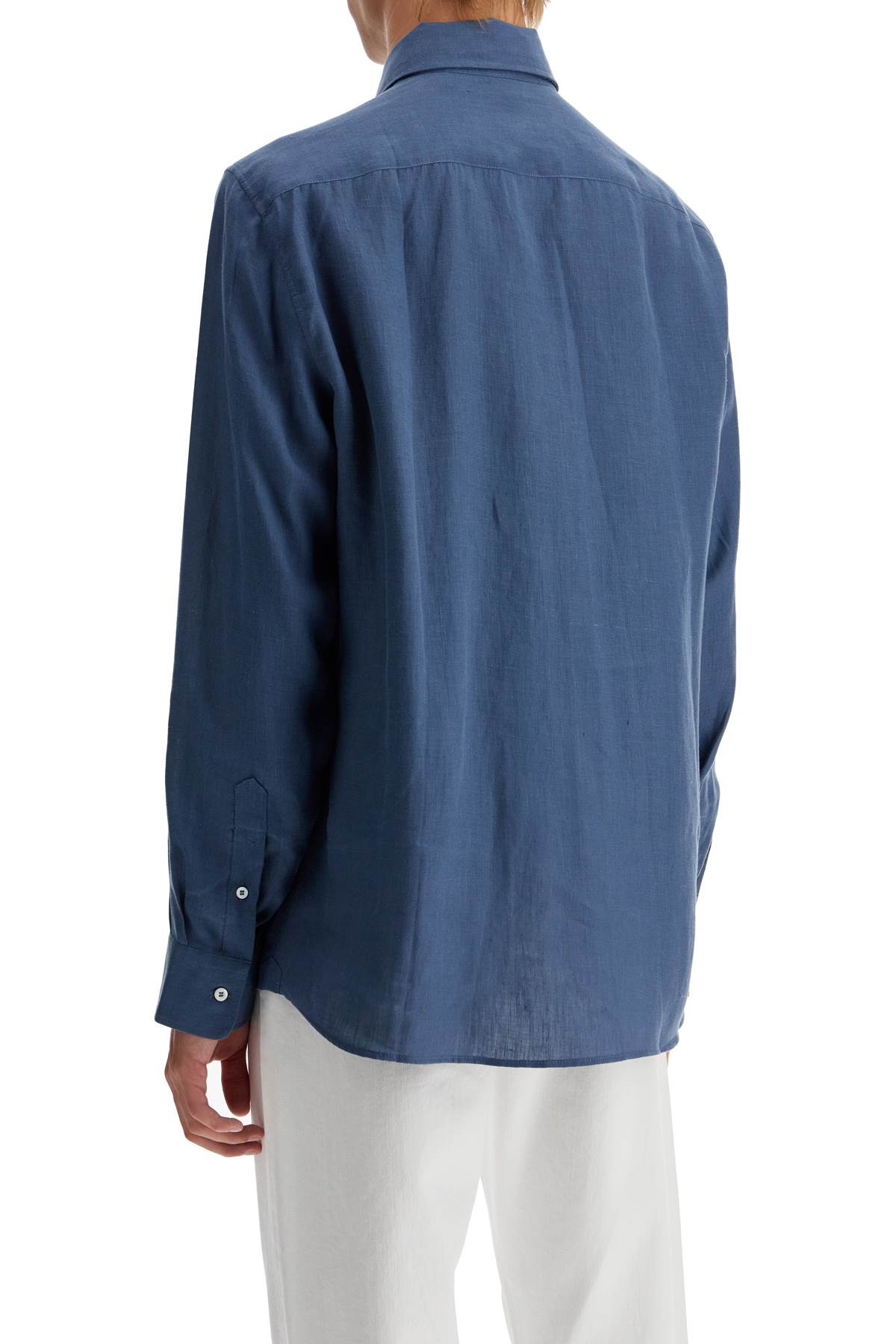 Shop Brunello Cucinelli Easy Fit Hemp Shirt For A Comfortable In Blue