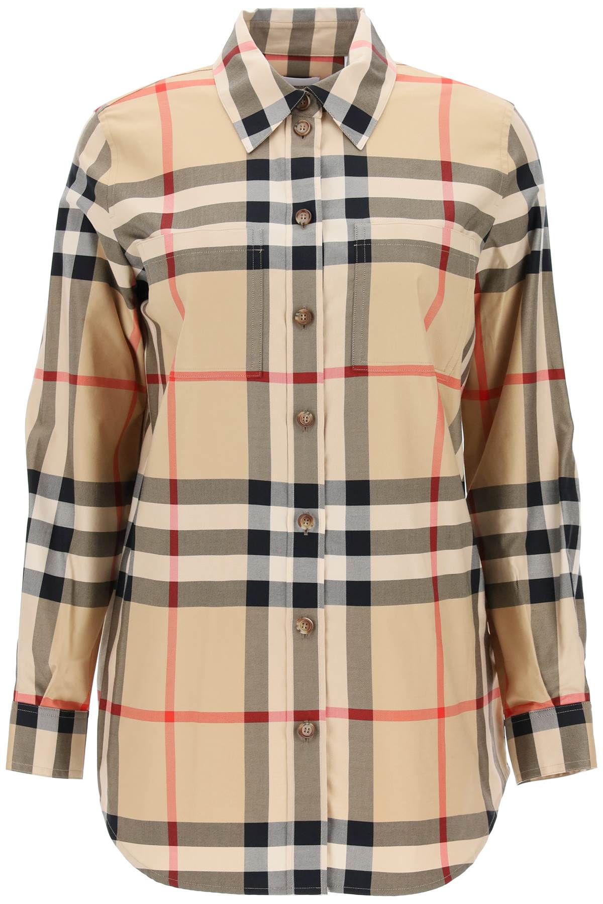 Shop Burberry Paola Check Shirt In Beige