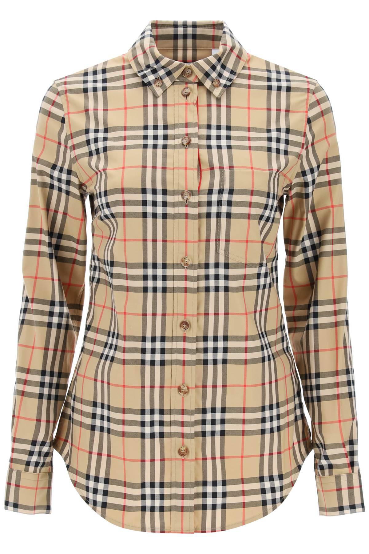 Shop Burberry Lapwing Button-down Shirt With Vintage Check Pattern In Beige