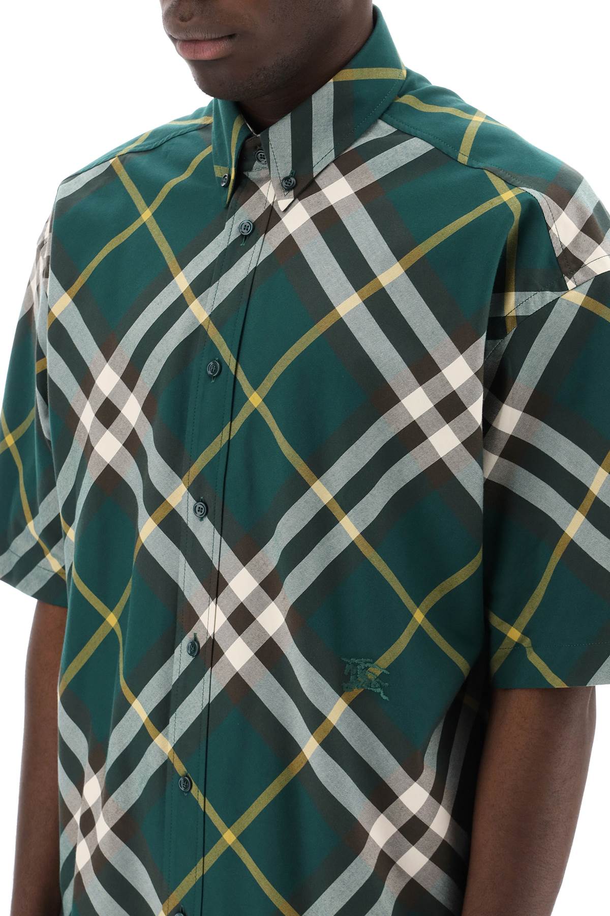 Shop Burberry Ered Cotton Shirt In Green