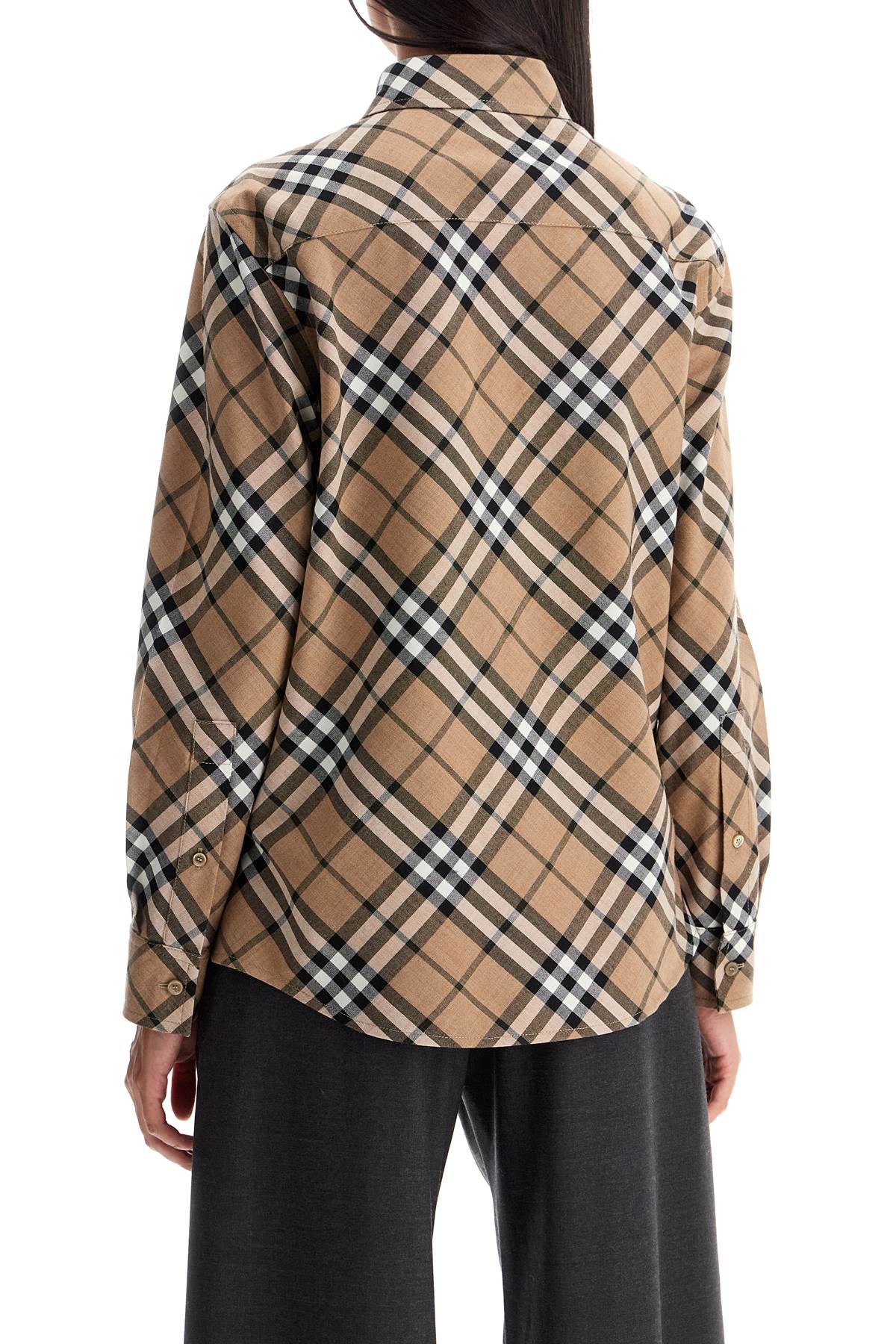 Shop Burberry Ered Wool Blend Shirt In Beige