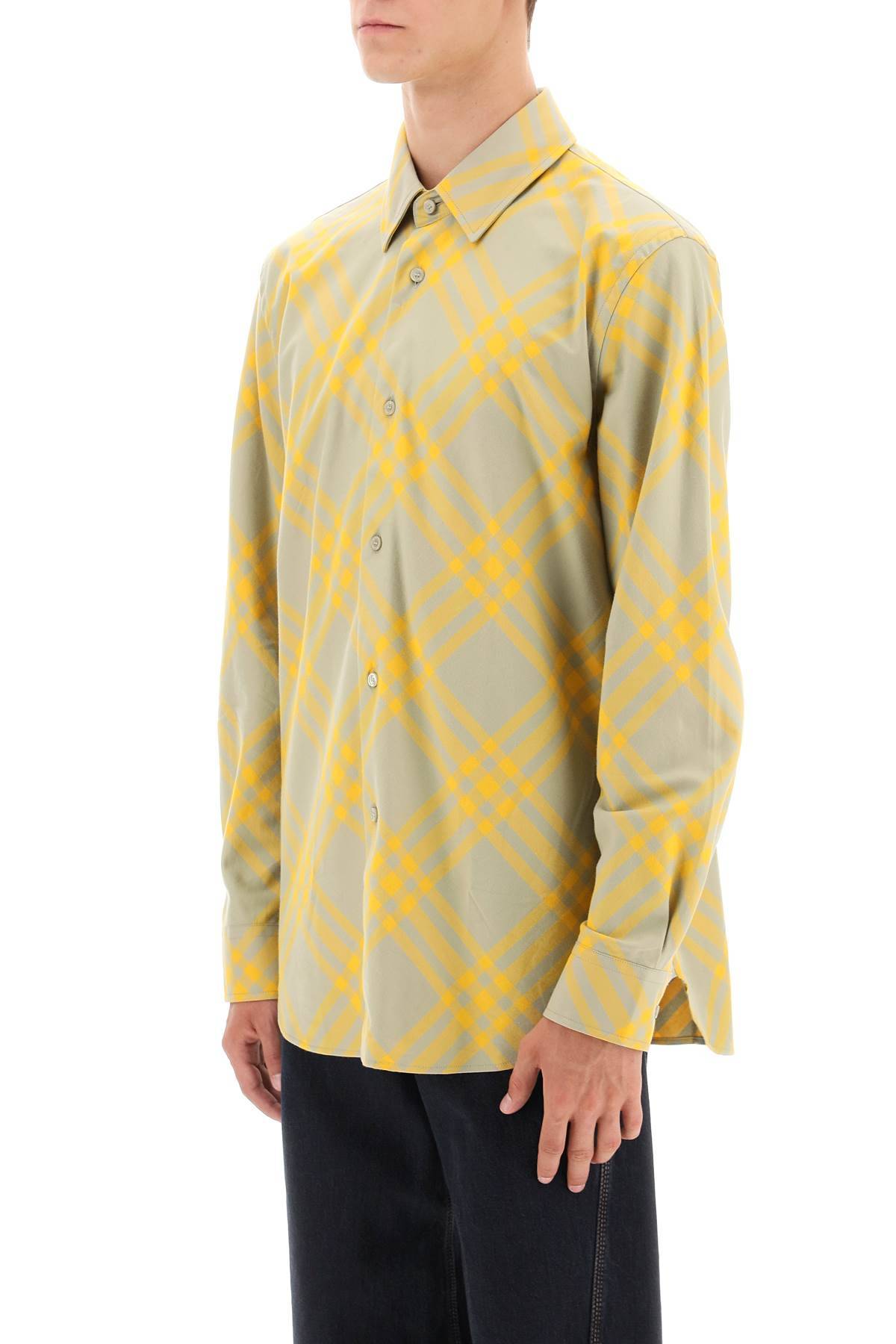 Shop Burberry Flannel Shirt With Check Motif In Yellow,green