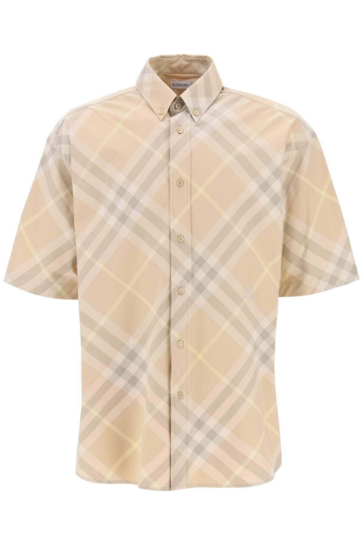 Shop Burberry "organic Cotton Checkered Shirt In Beige,neutro