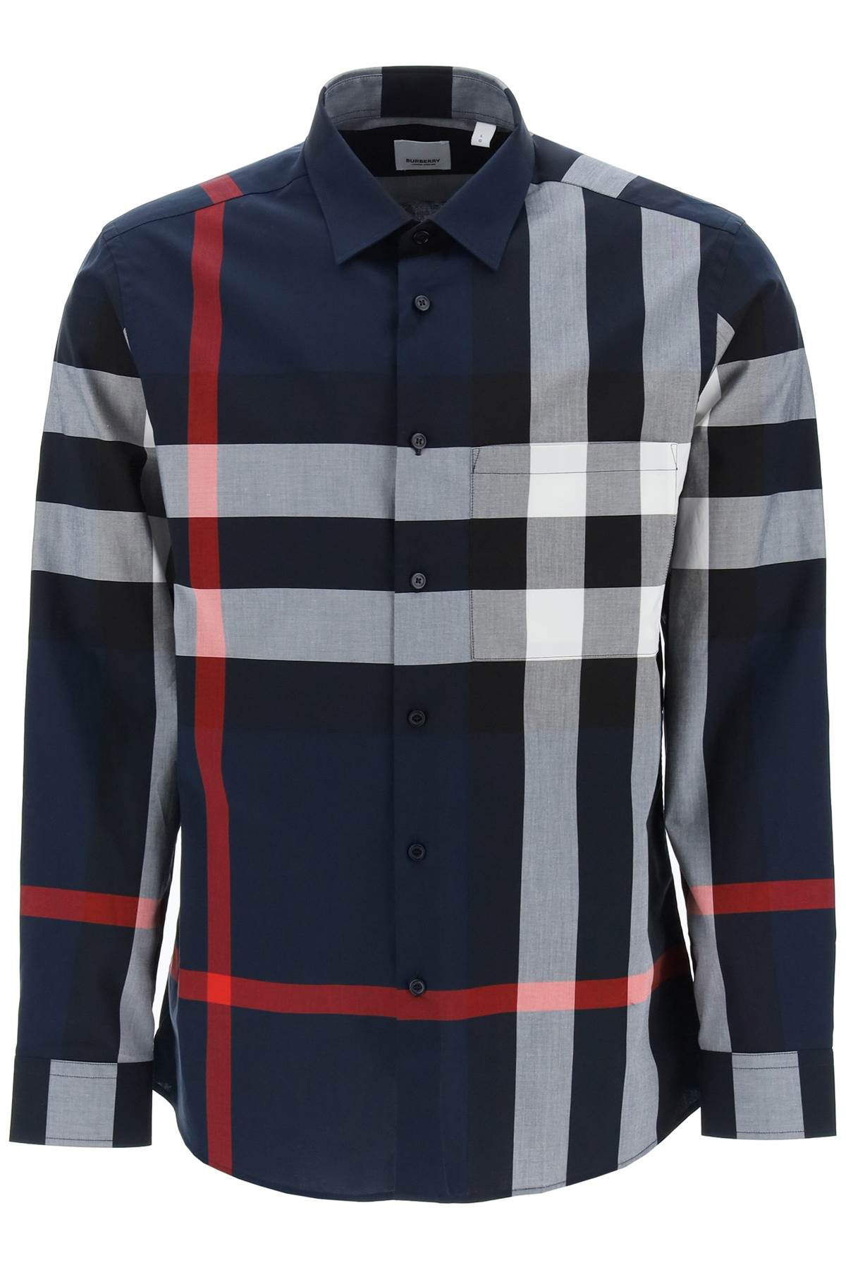 Shop Burberry Long Sleeve Summerton Shirt In Blue