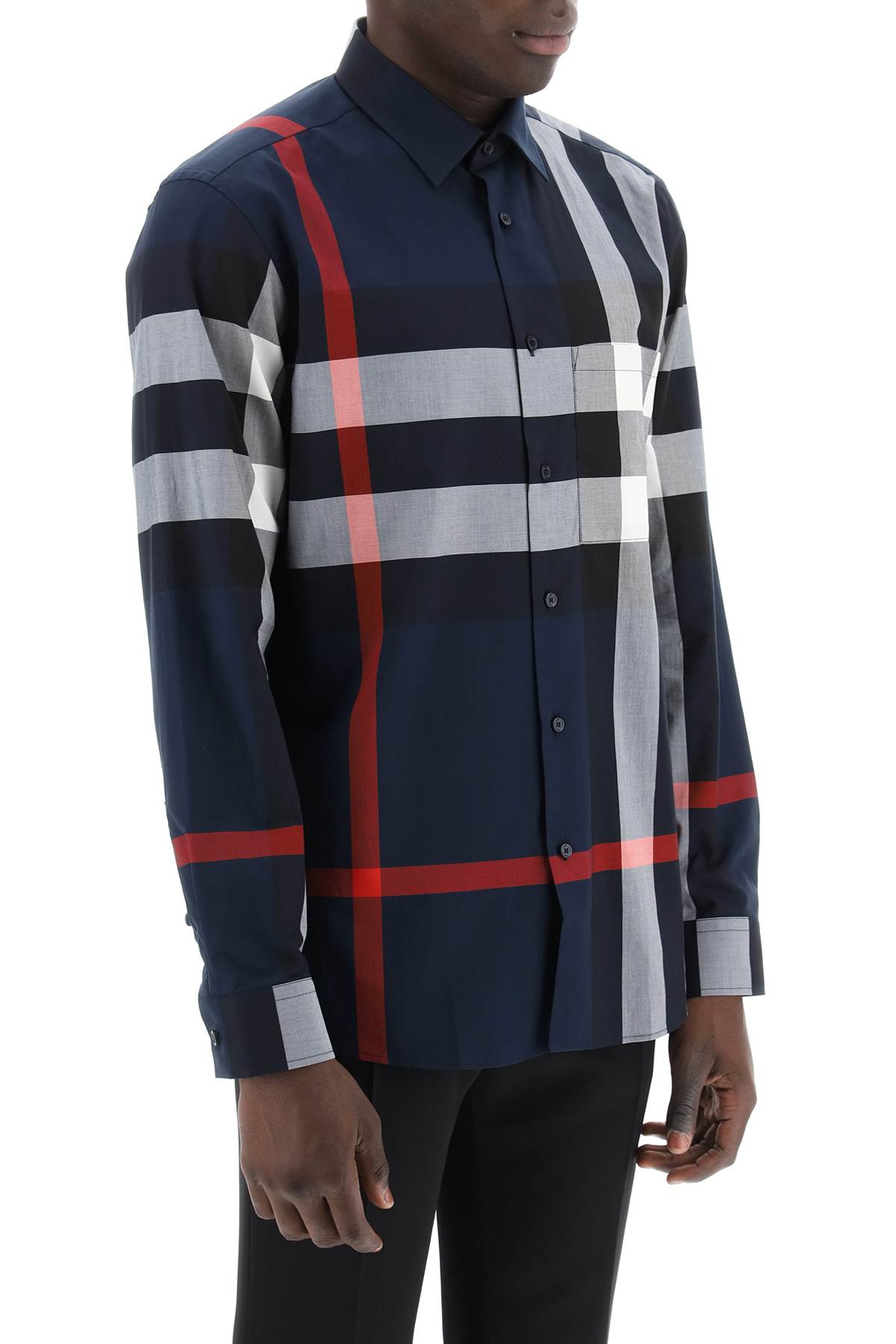 Shop Burberry Long Sleeve Summerton Shirt In Blue