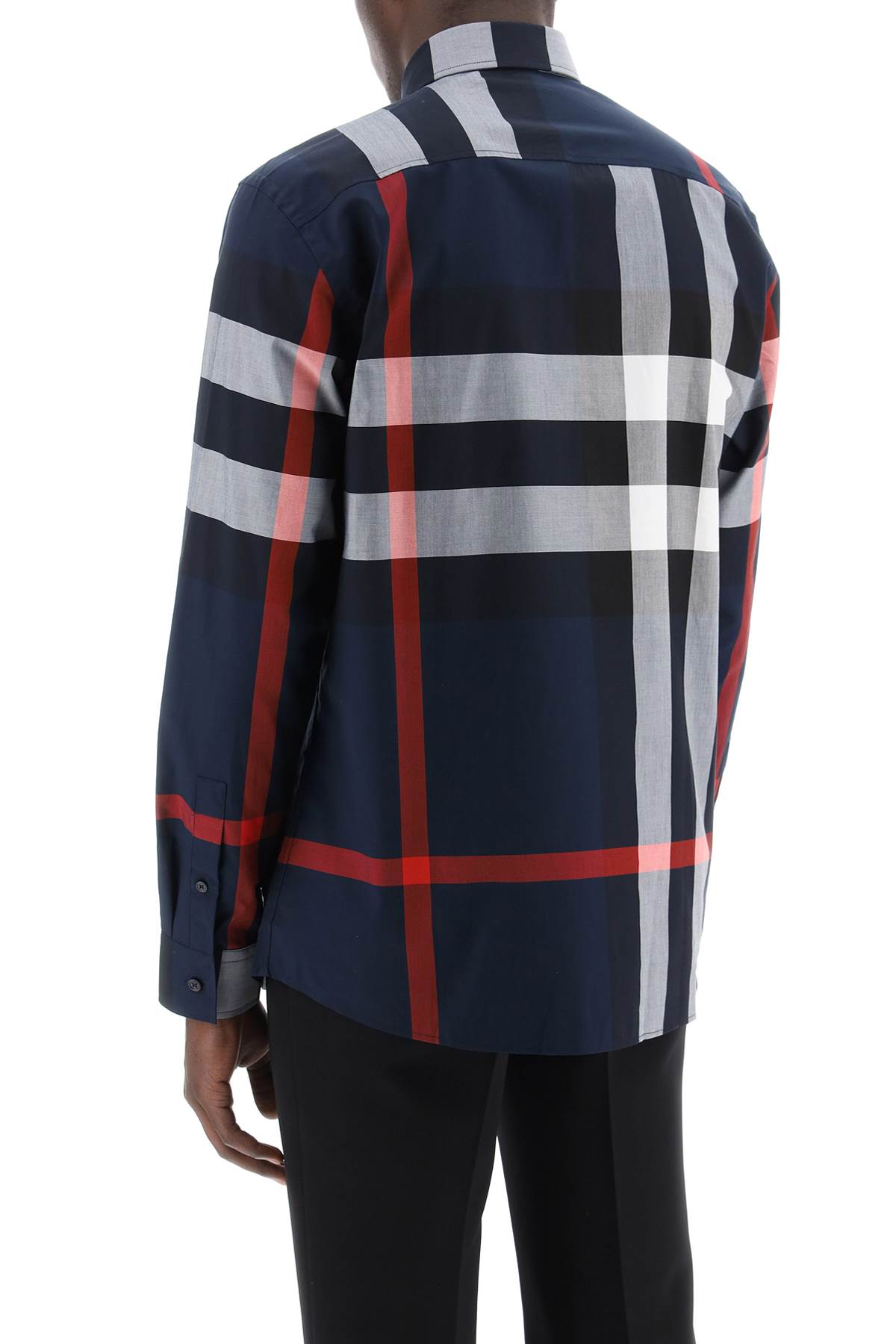 Shop Burberry Long Sleeve Summerton Shirt In Blue