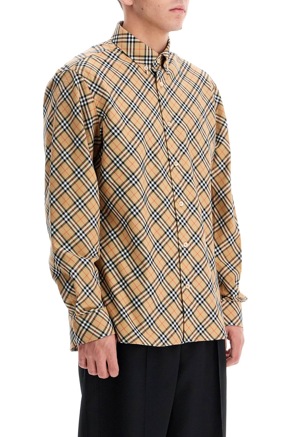 Shop Burberry Ered Cotton Shirt In Beige