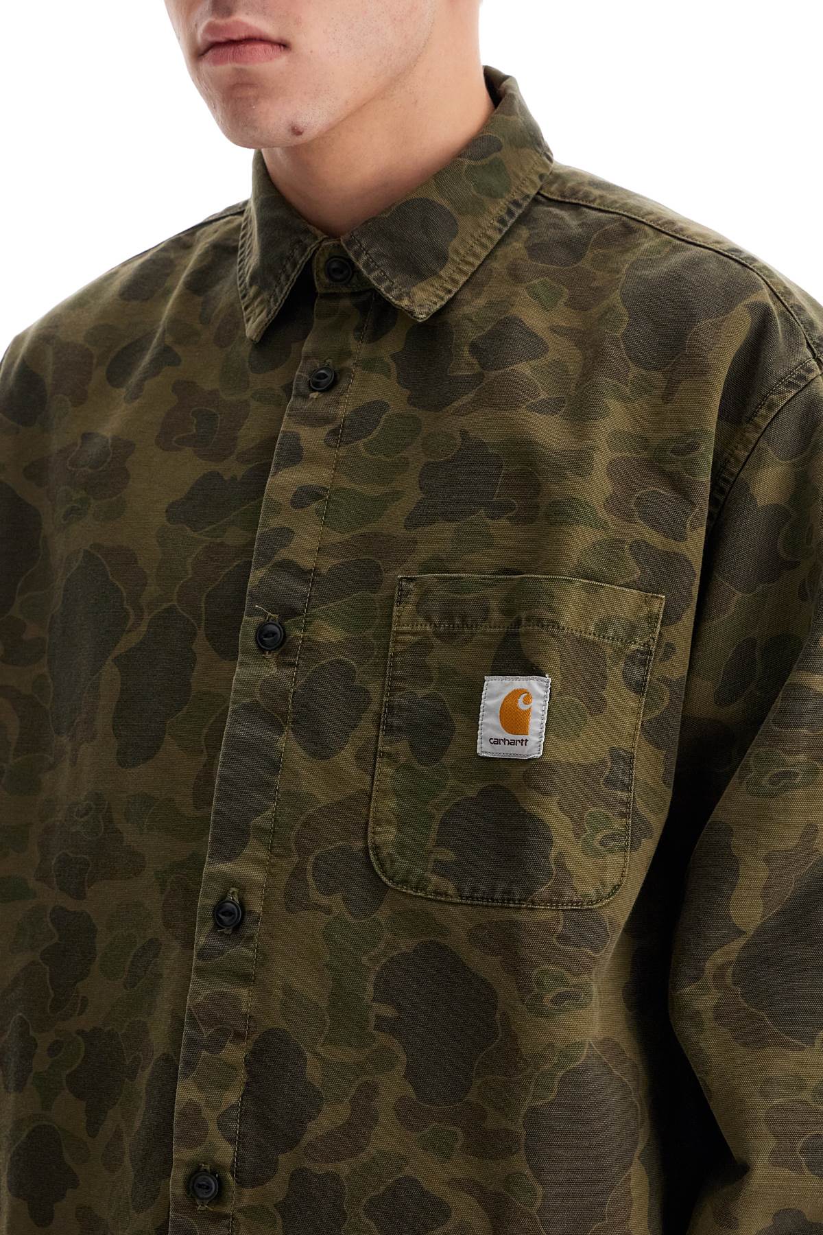 Shop Carhartt "canvas Duck Overshirt In Khaki