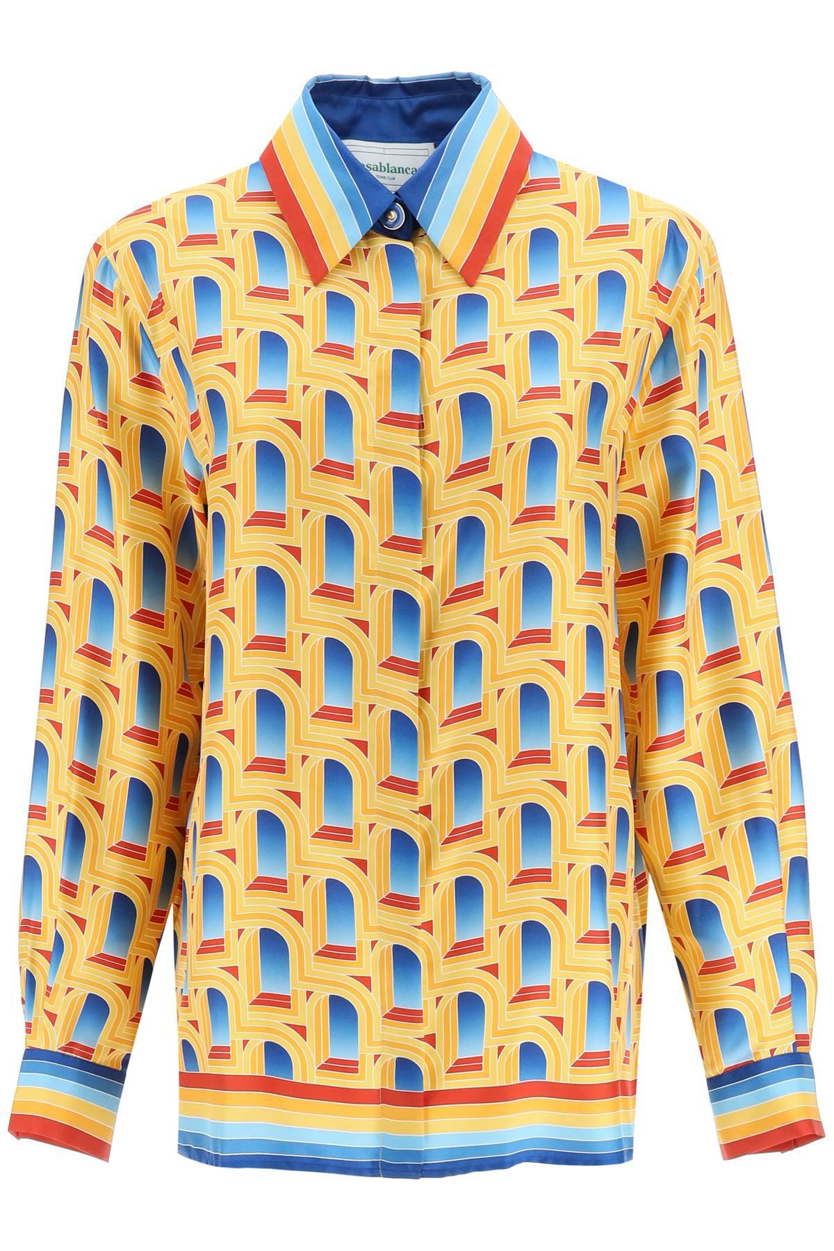 Shop Casablanca Arche De Jour Long-sleeved Shirt In Blue,yellow,red