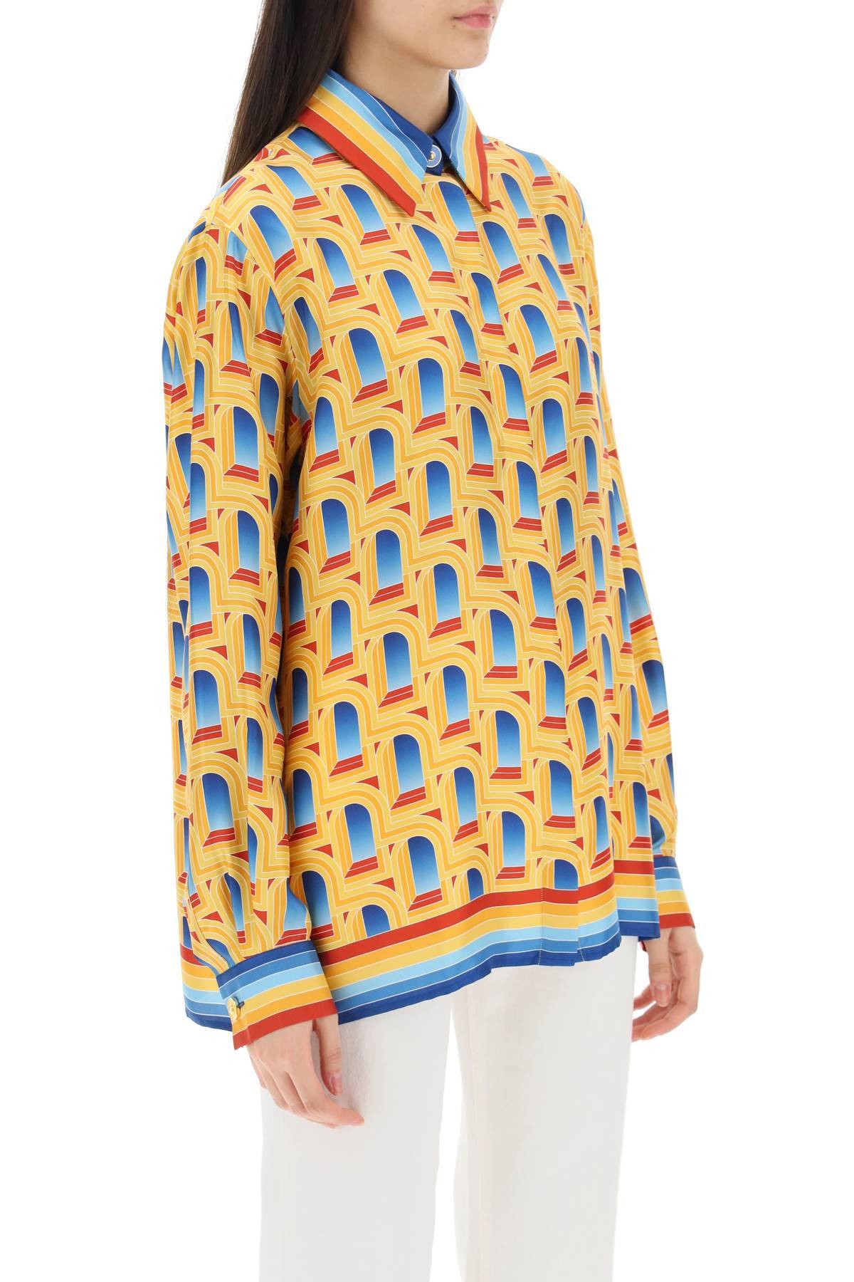 Shop Casablanca Arche De Jour Long-sleeved Shirt In Blue,yellow,red