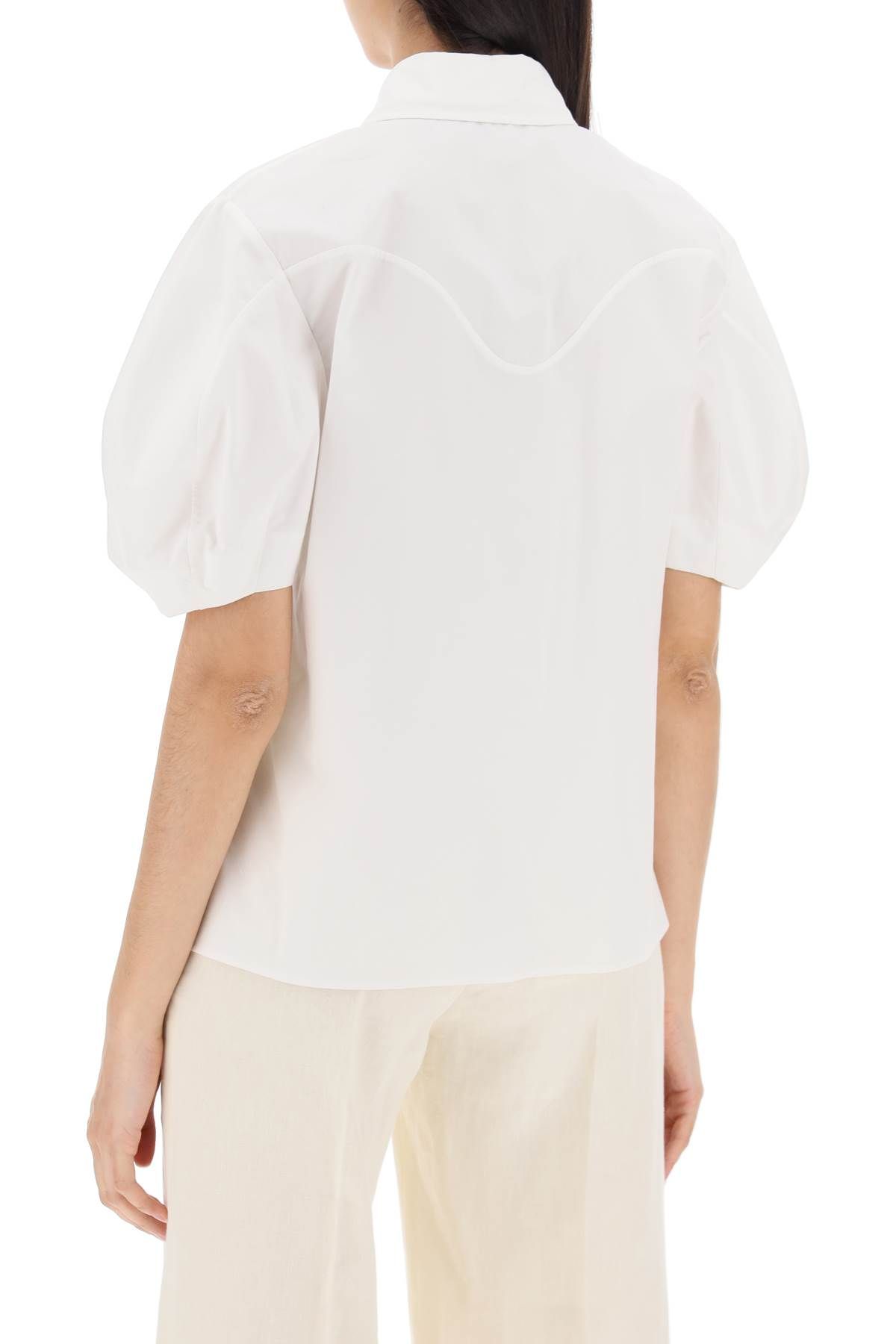 Shop Chloé Embroidered Blouse With Balloon Sleeves In White