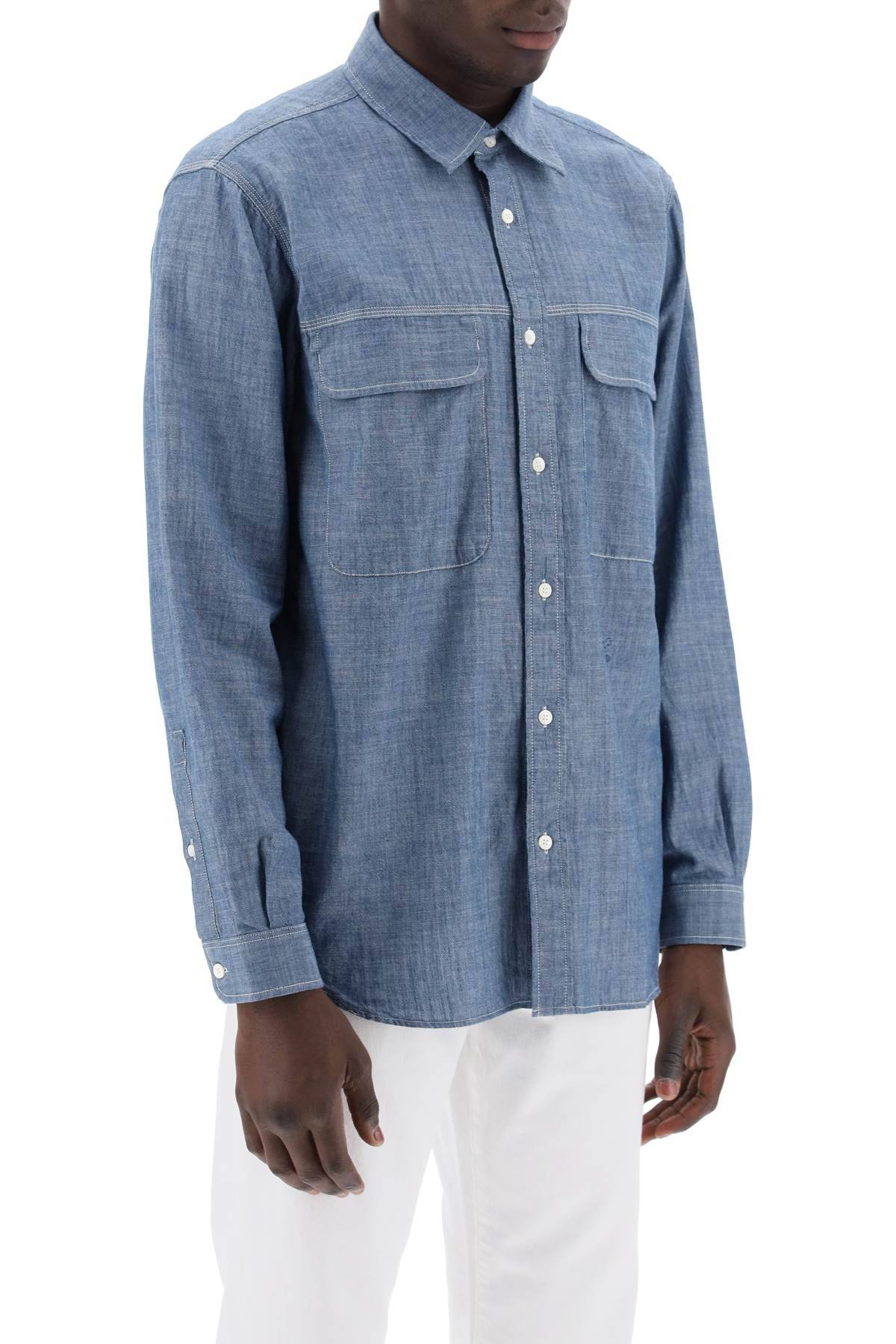 Shop Closed Cotton Chambray Shirt For In Blue