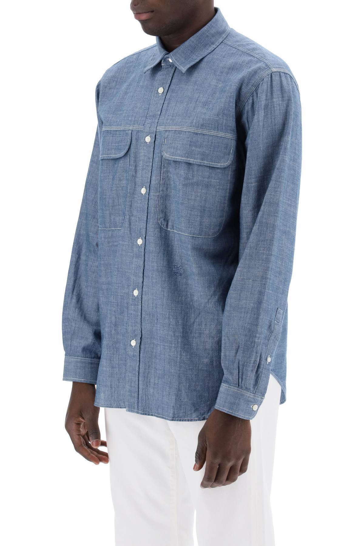 Shop Closed Cotton Chambray Shirt For In Blue