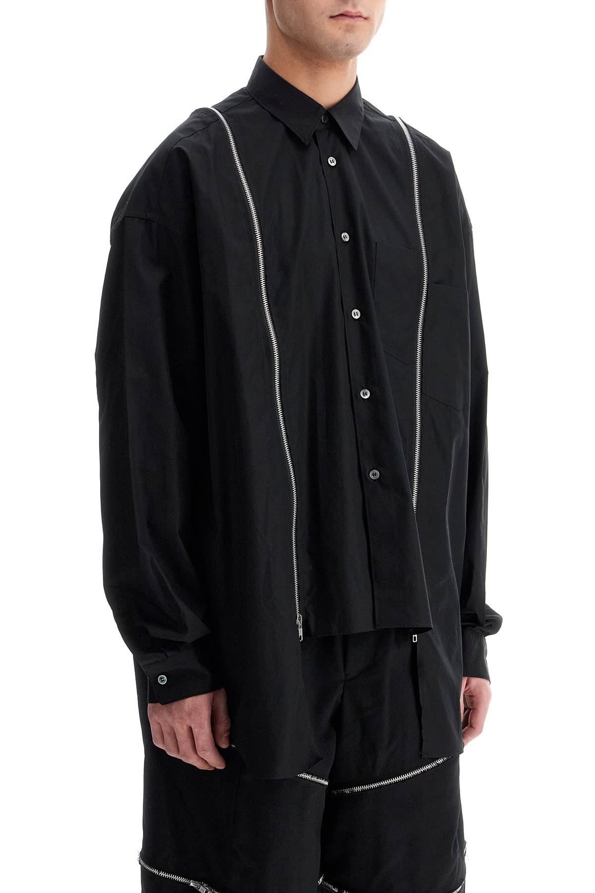 Shop Comme Des Garcons Black "shirt With Functional Zip In Black