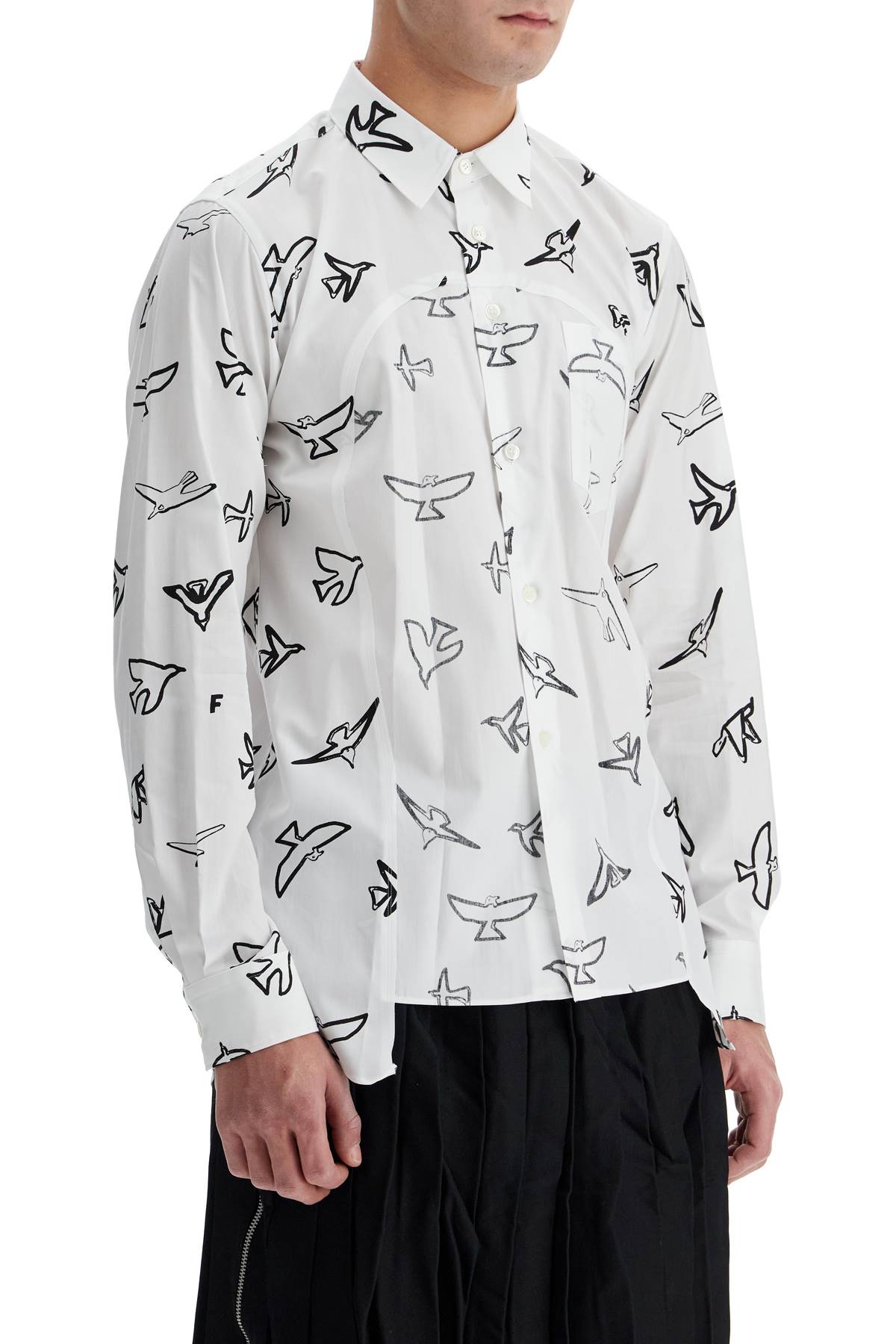 Shop Comme Des Garcons Black Shirt With Inside-out Insert In White