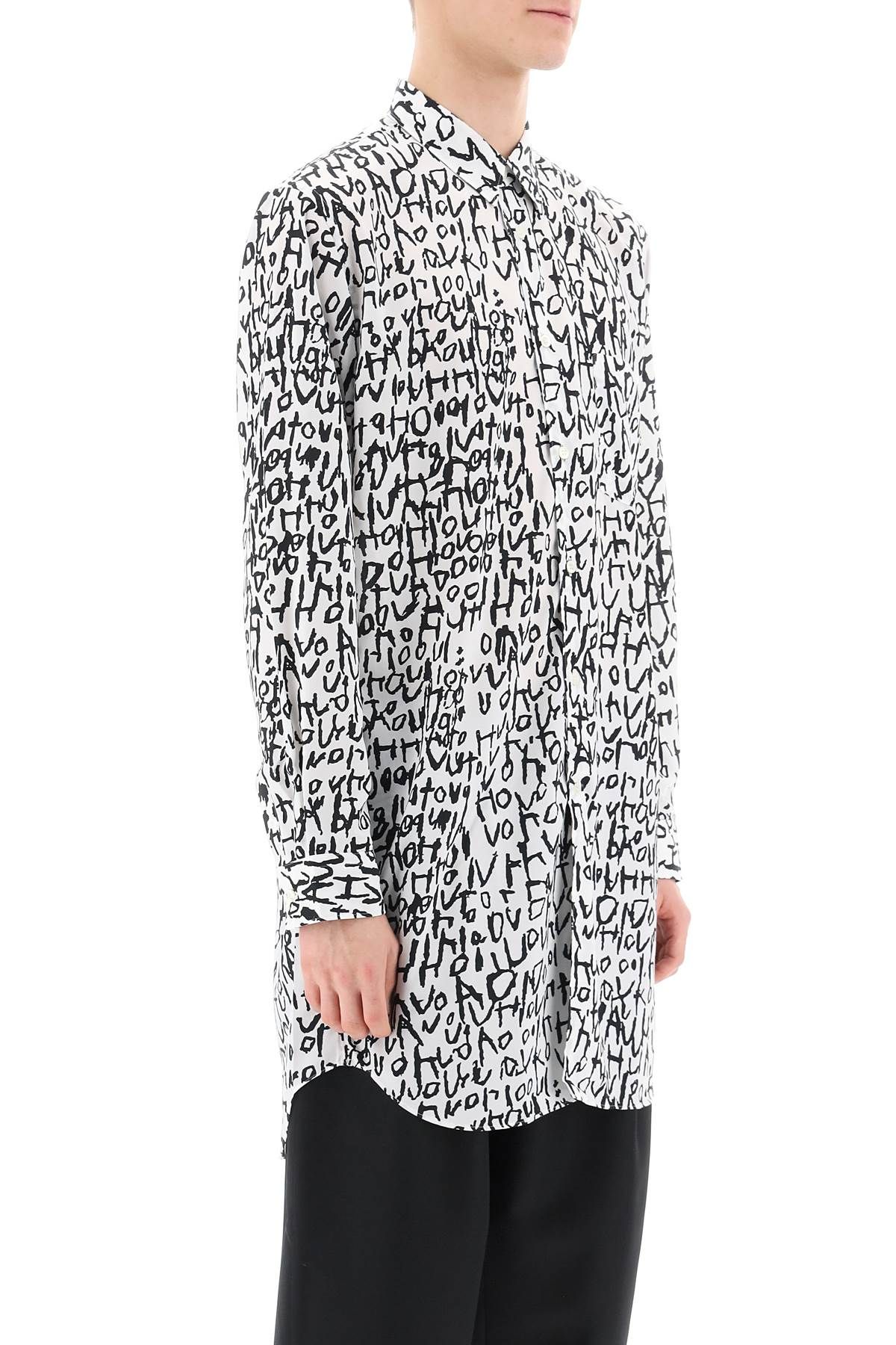 Shop Comme Des Garçons Homme Deux Maxi Shirt With Graphic Print In White,black