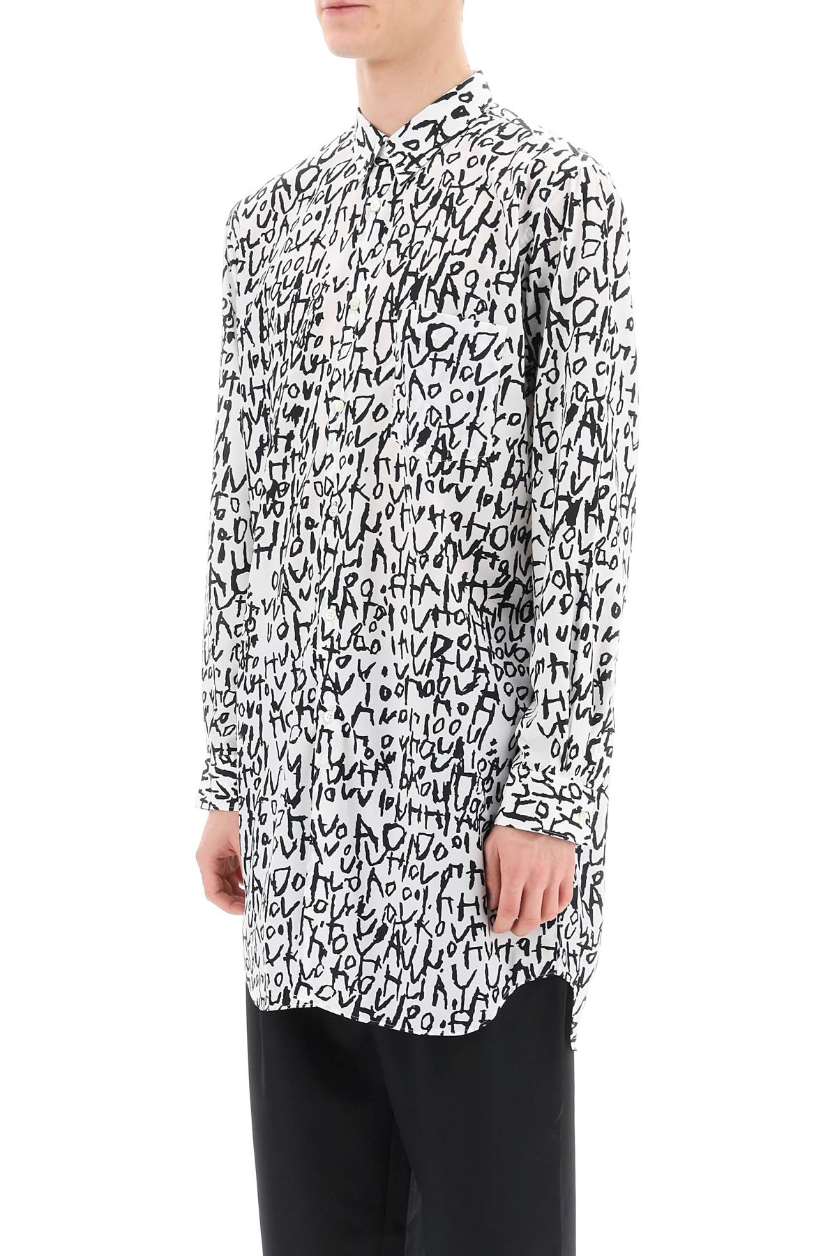 Shop Comme Des Garçons Homme Deux Maxi Shirt With Graphic Print In White,black