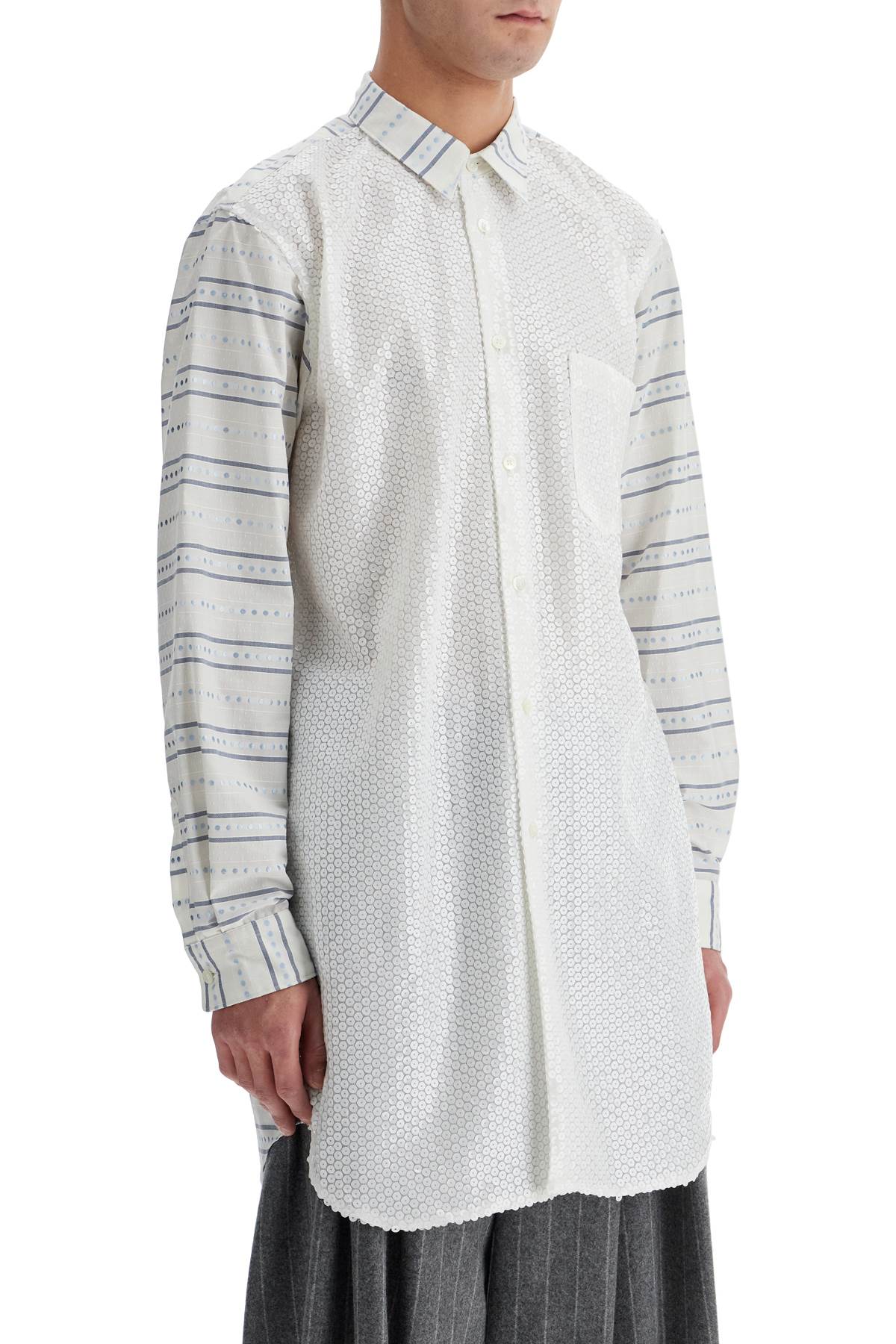 Shop Comme Des Garçons Homme Deux Maxi Jacquard Shirt With In White