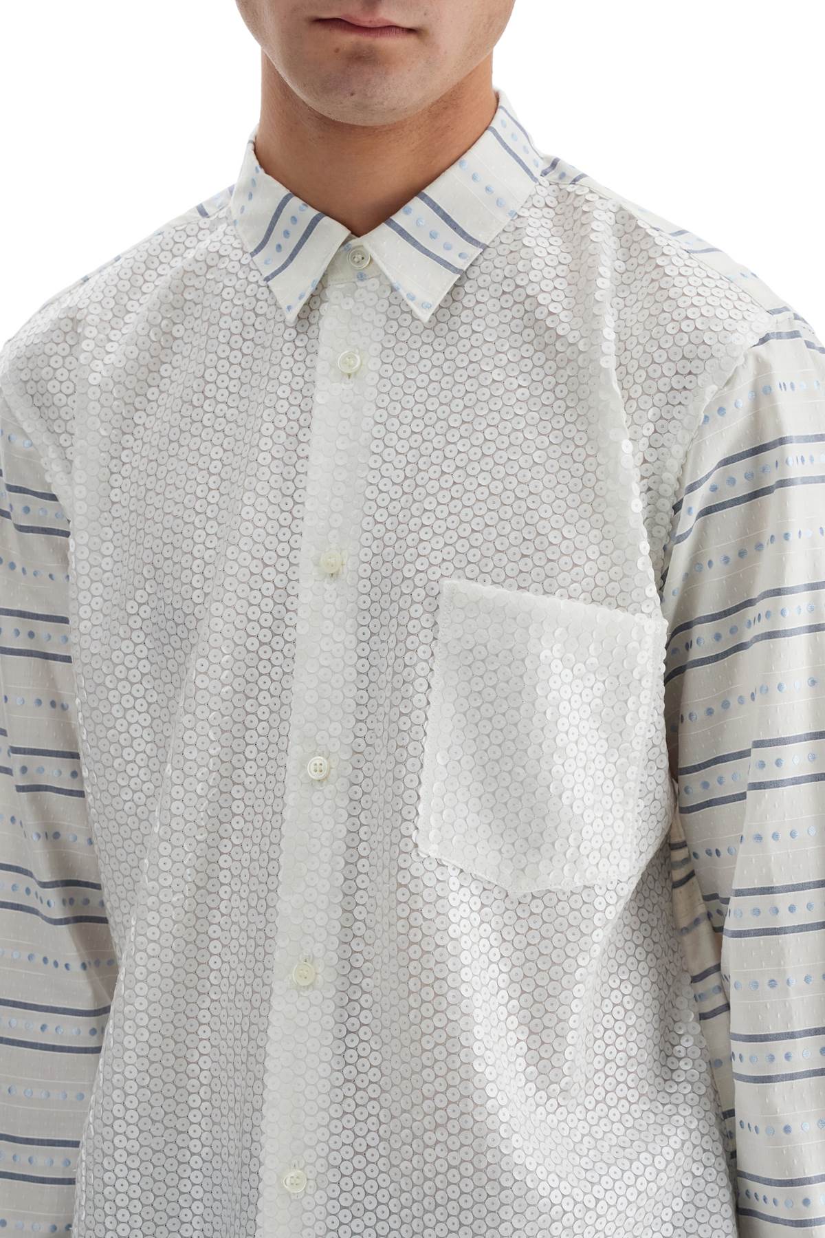 Shop Comme Des Garçons Homme Deux Maxi Jacquard Shirt With In White