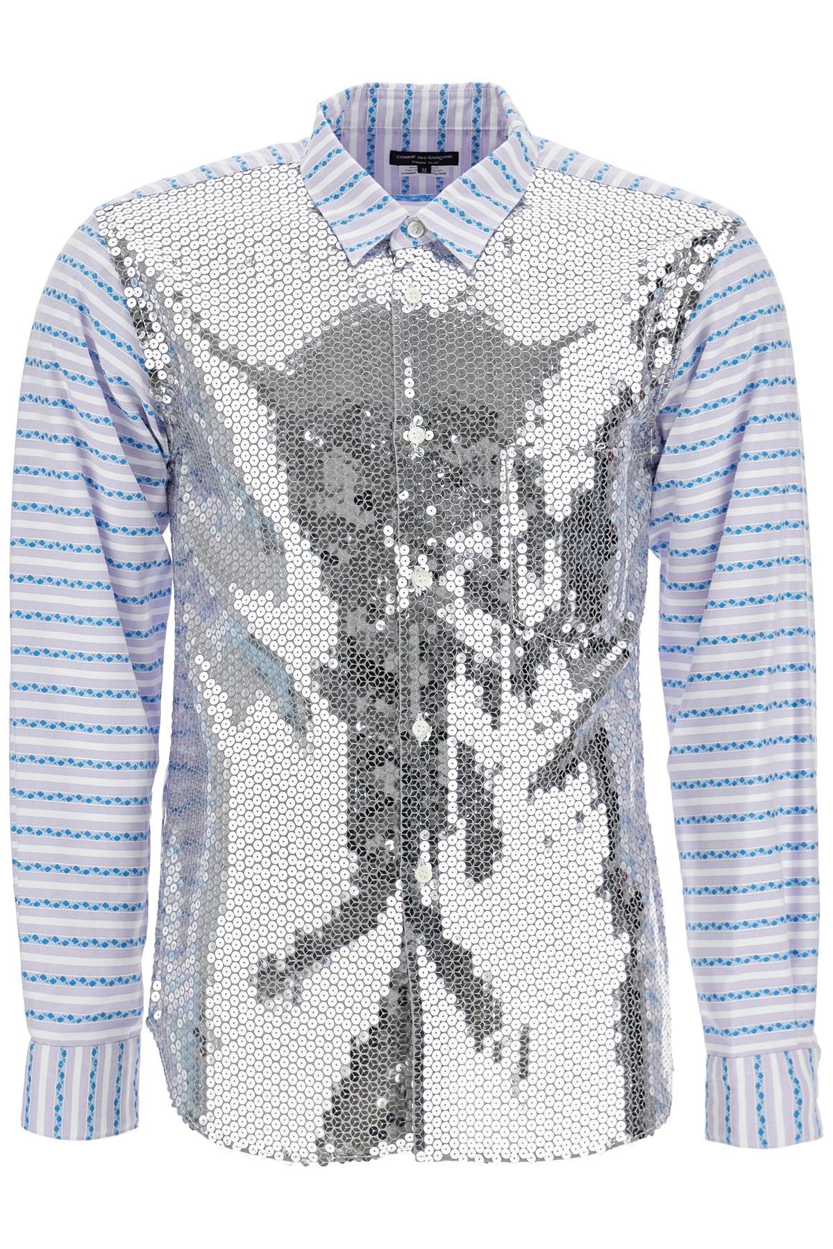 Shop Comme Des Garçons Homme Deux Jacquard Shirt With Sequ In Silver