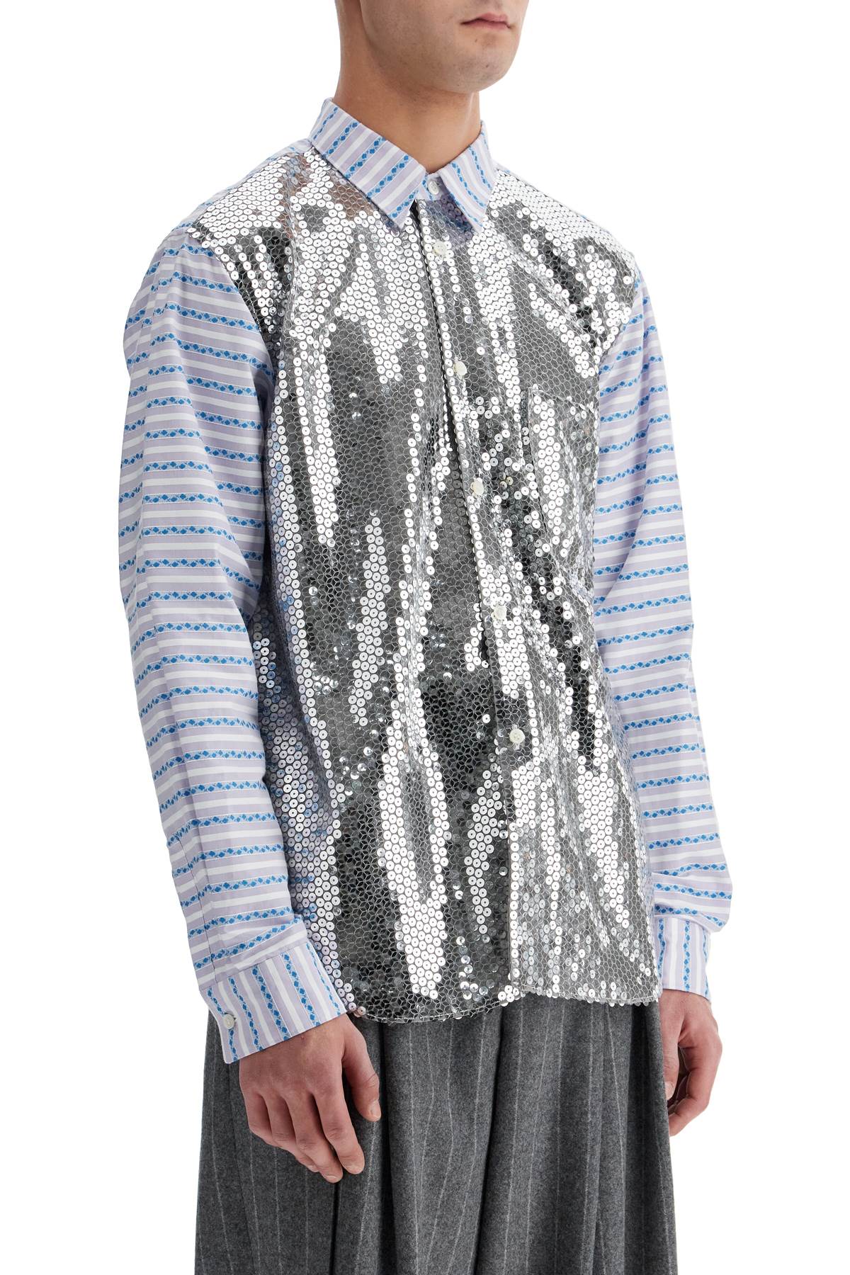 Shop Comme Des Garçons Homme Deux Jacquard Shirt With Sequ In Silver